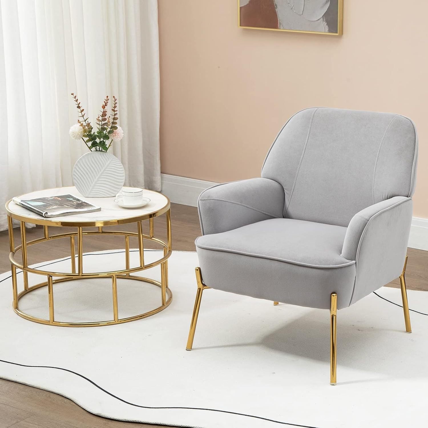 Moderner Wohnzimmersessel, Loungesessel aus Samt für Wohnzimmer und Schlafzimmer, Sofasessel, belastbar bis 135 kg