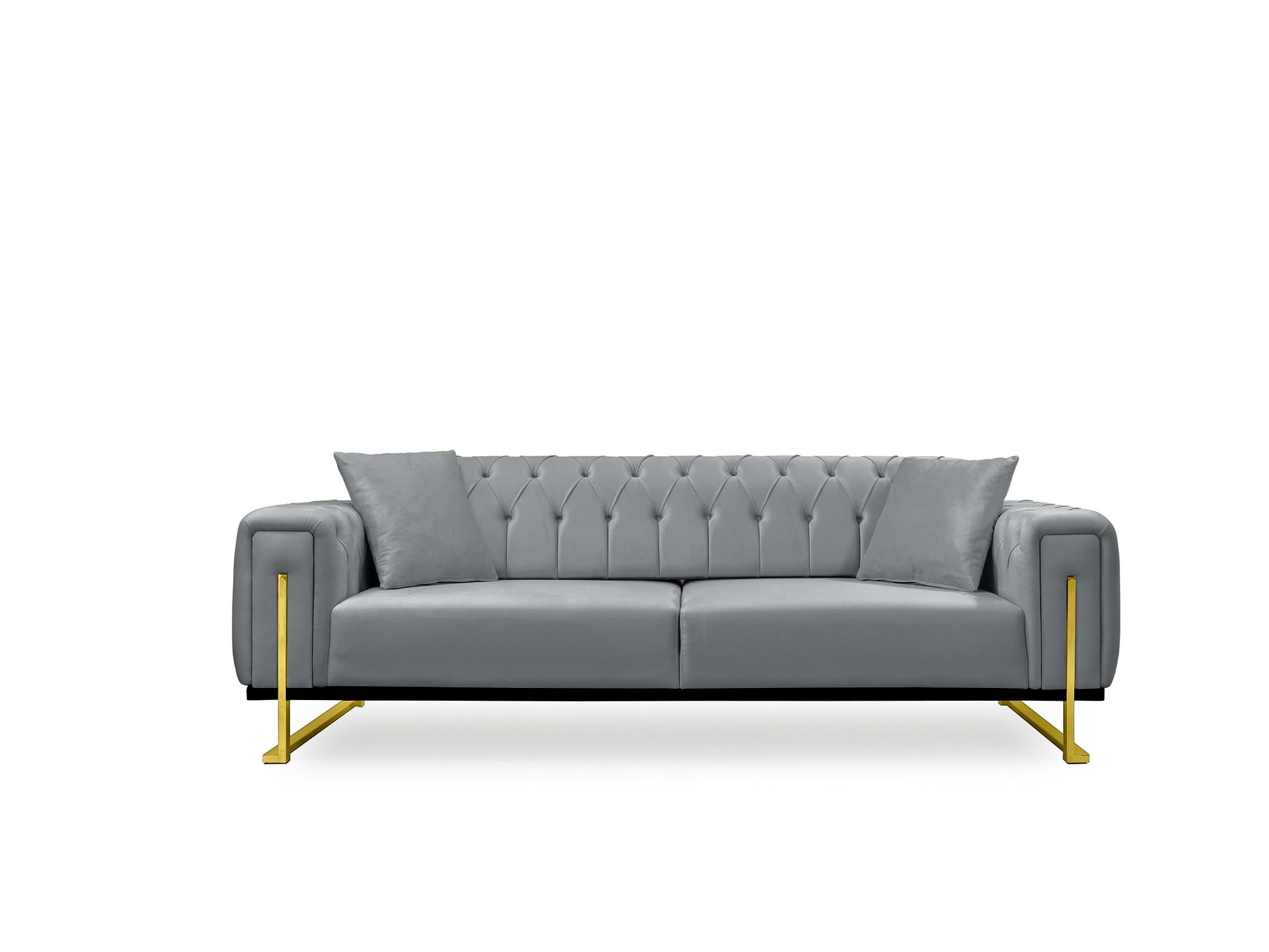 Bienne Furniture Couchgarnitur Harmonie 3-Sitzer+2-Sitzer+Sessel (Gold Farben, Grau)