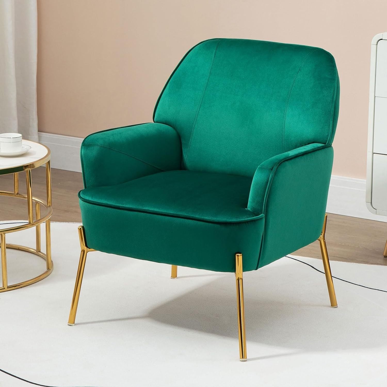 Moderner Wohnzimmersessel, Loungesessel aus Samt für Wohnzimmer und Schlafzimmer, Sofasessel, belastbar bis 135 kg