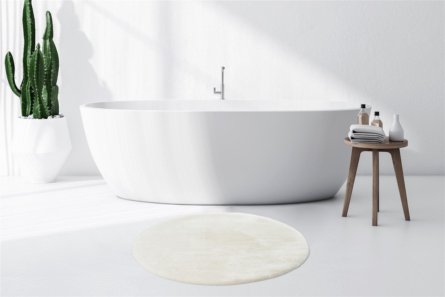 Badematte Rabbit Light 625 Weiß Ø 100cm RUND