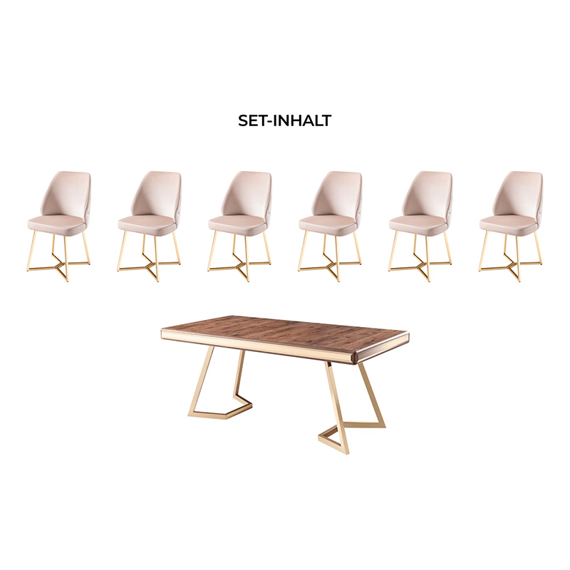 BERLİN ESSGRUPPE-SET Nussbaum Farben inkl. 6 Stühle