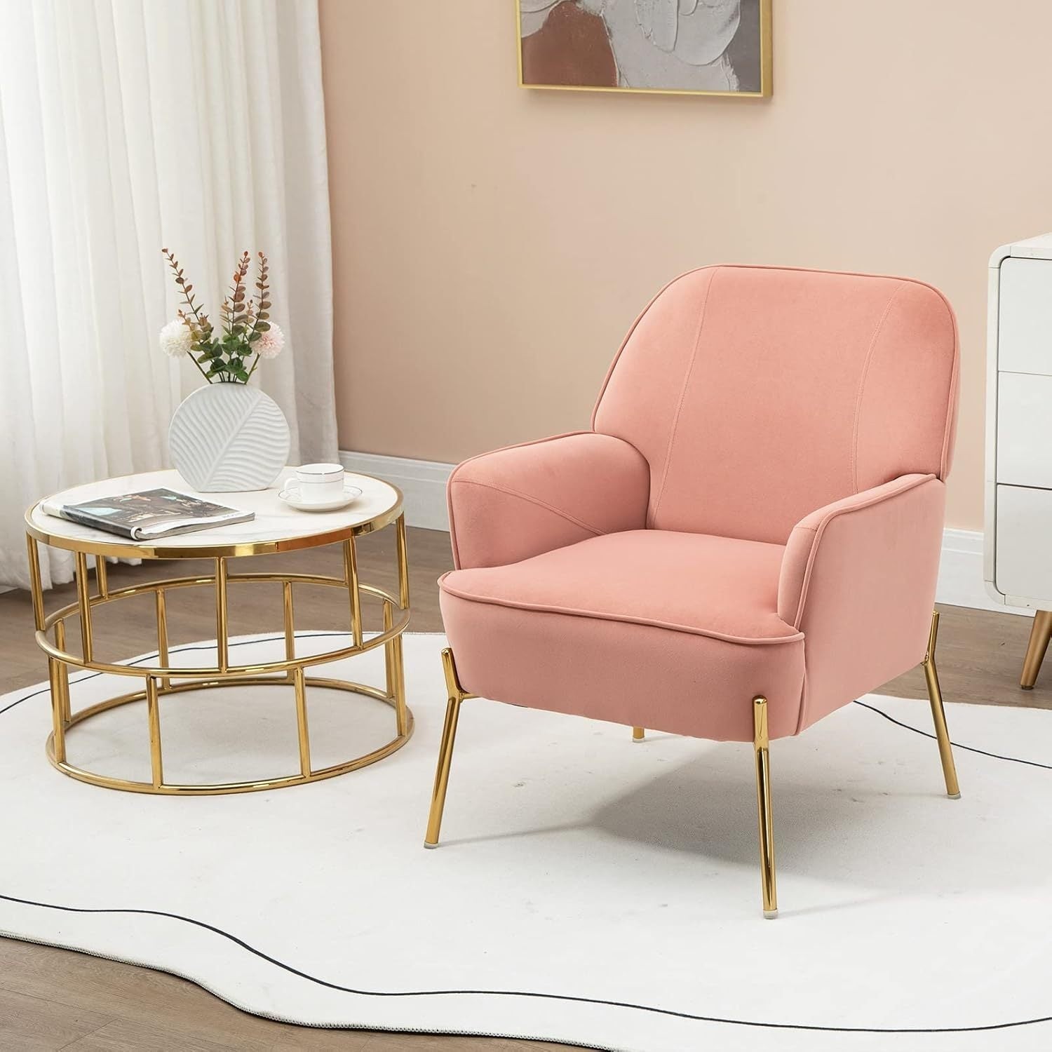 Moderner Wohnzimmersessel, Loungesessel aus Samt für Wohnzimmer und Schlafzimmer, Sofasessel, belastbar bis 135 kg