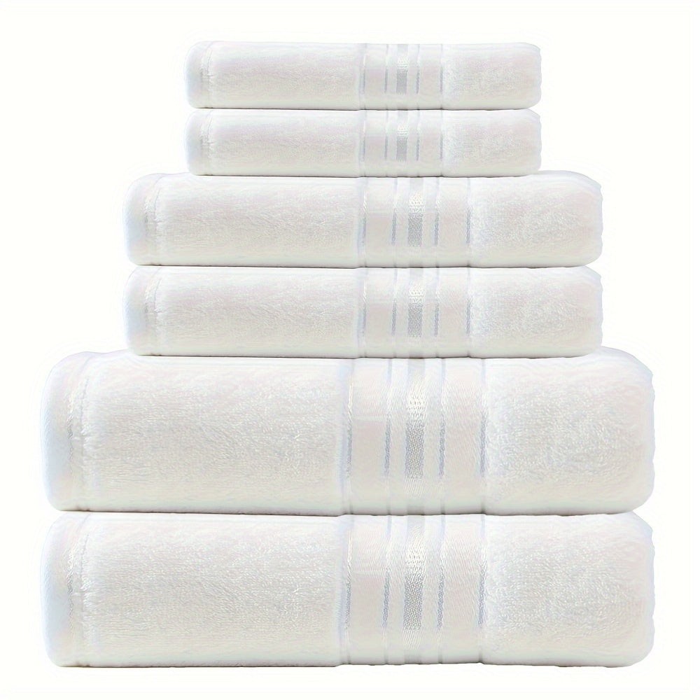 6er-Set Handtücher und Badetücher, Hochwertiges Hotelhandtuch-Set, 2 quadratische Handtücher, 2 Handtücher, 2 Badetücher, weich und hautfreundlich, sehr saugfähig