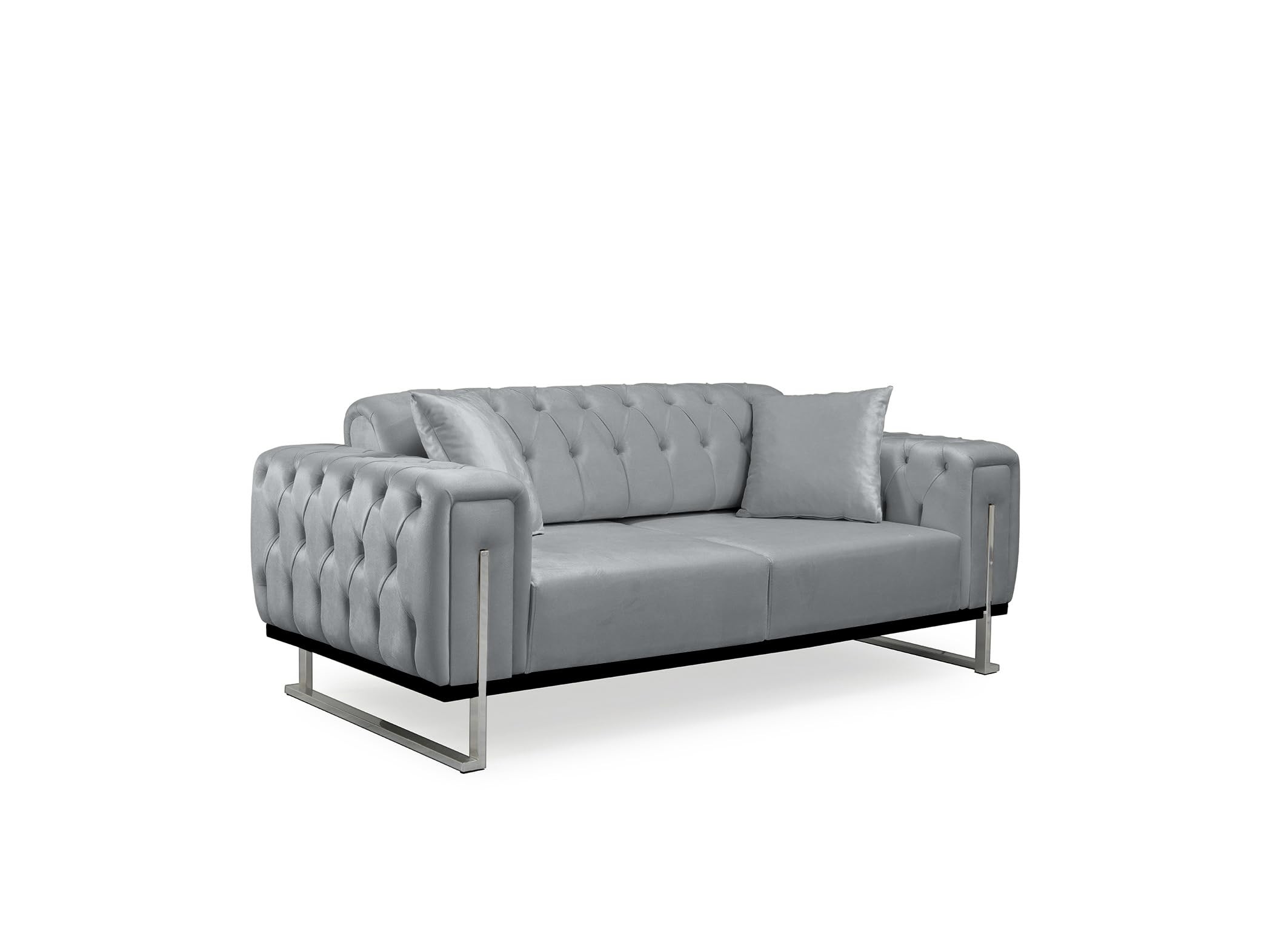 Bienne Furniture Couchgarnitur Harmonie 3-Sitzer+2-Sitzer+Sessel (Chrom Farben, Grau)