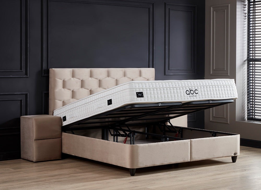 Boxspringbett PALERMO mit Stauraumkasten, inkl. Matratze & Aufbauservice