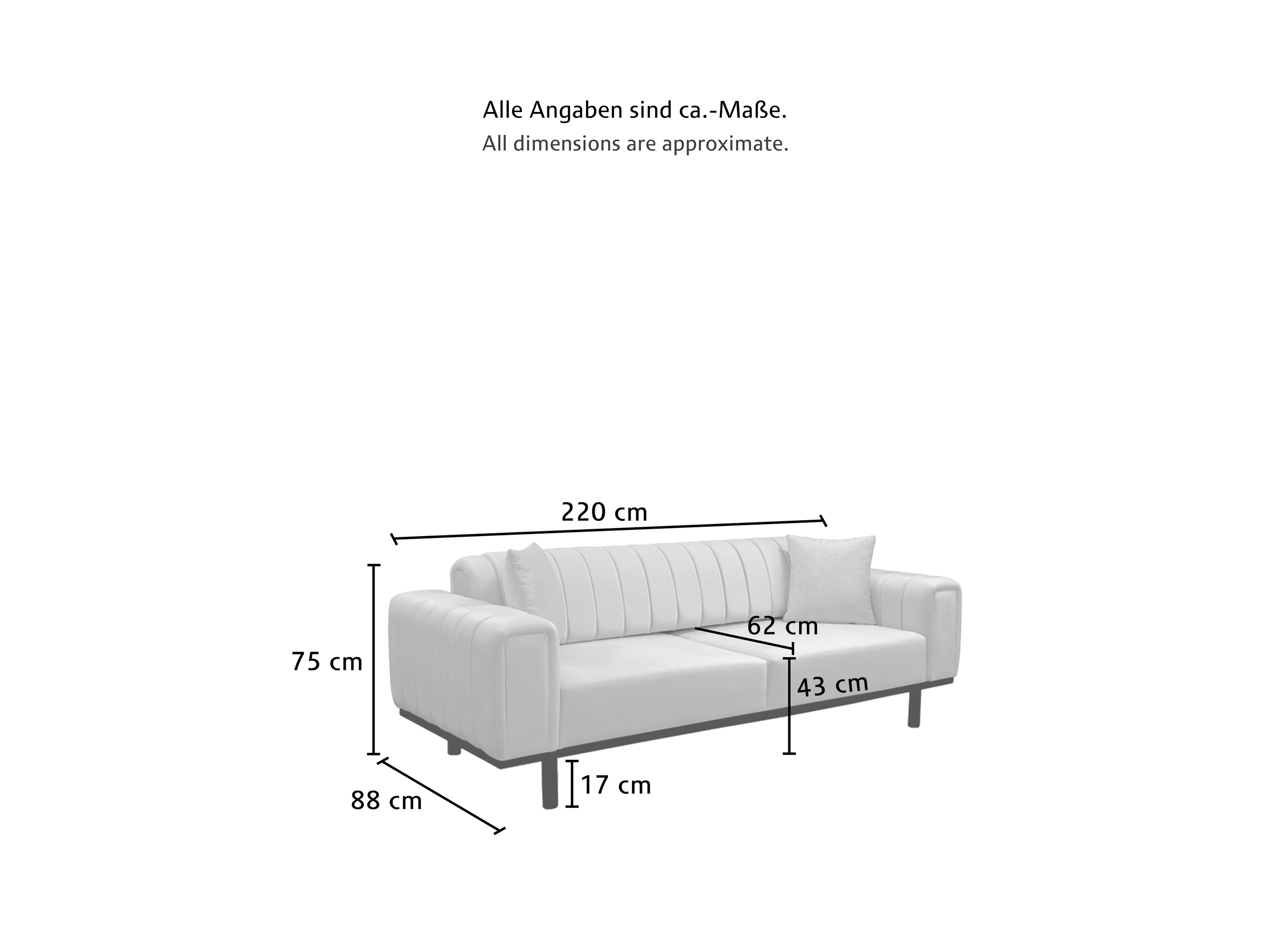 Couch 3-Sitzer Moon un Versch. Farben