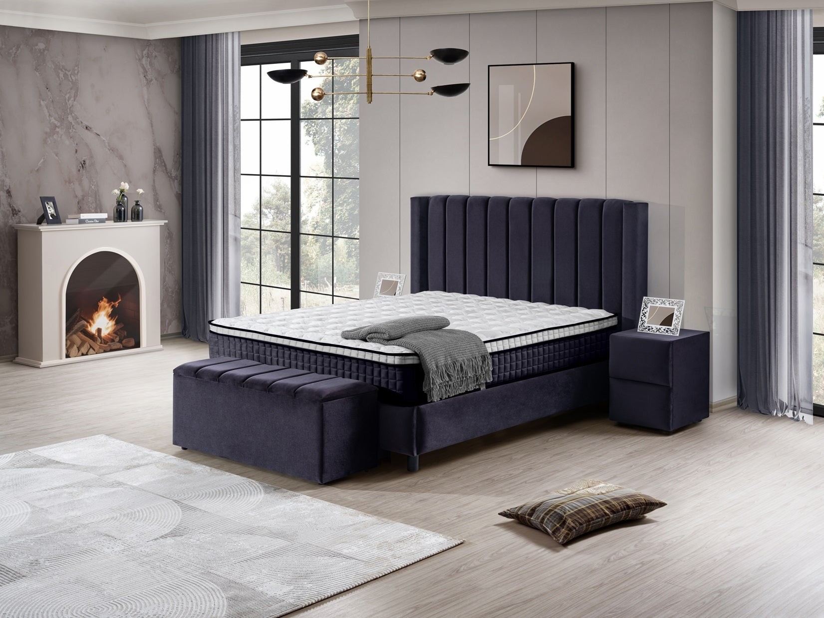 Boxspringbett OSLO mit Bettkasten inkl. Matratze