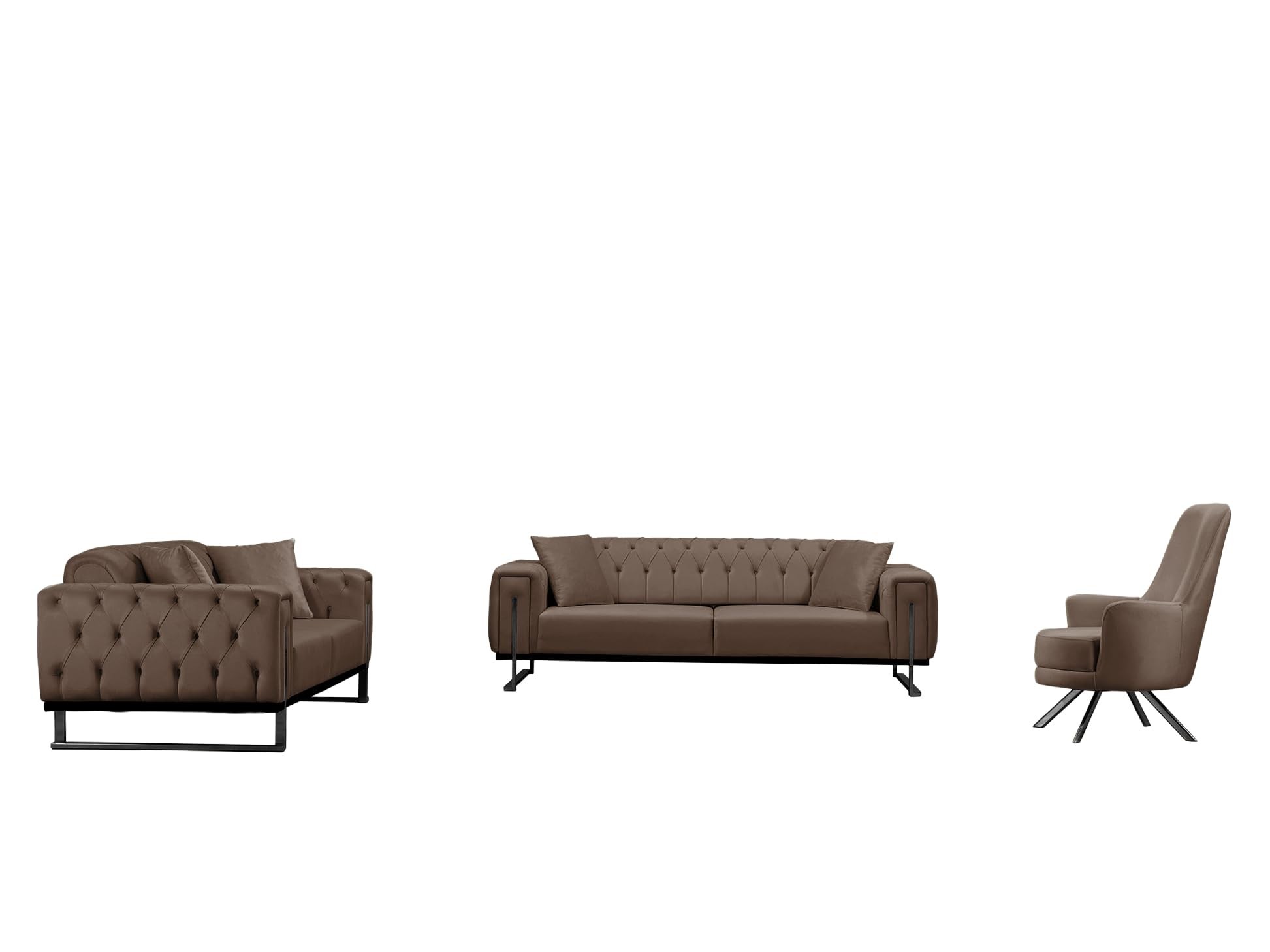 Bienne Furniture Couchgarnitur Harmonie 3-Sitzer+2-Sitzer+Sessel (Schwarz Farben, Braun)