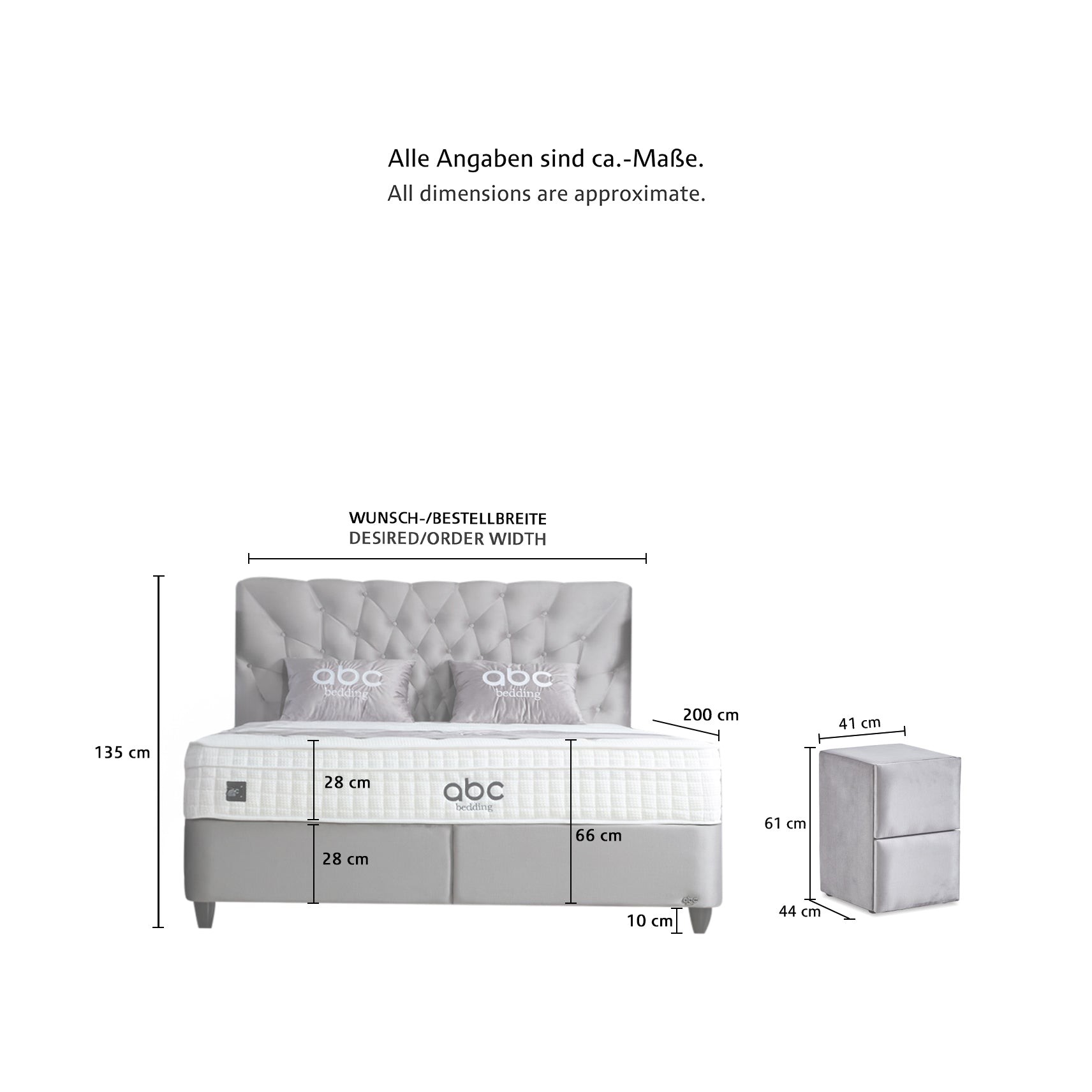 Abc bedding Boxspringbett OPERA, mit Bettkasten inkl. Matratze & Aufbauservice