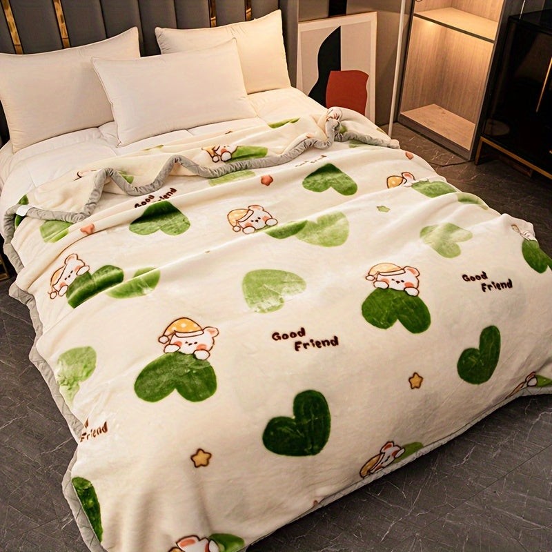 Gemütliche Doppellagige Winterdecke - Dicke, Warme Raschel-Fleece-Überwurf für Bett & Sofa, Handwaschbar, Gemischte Farben