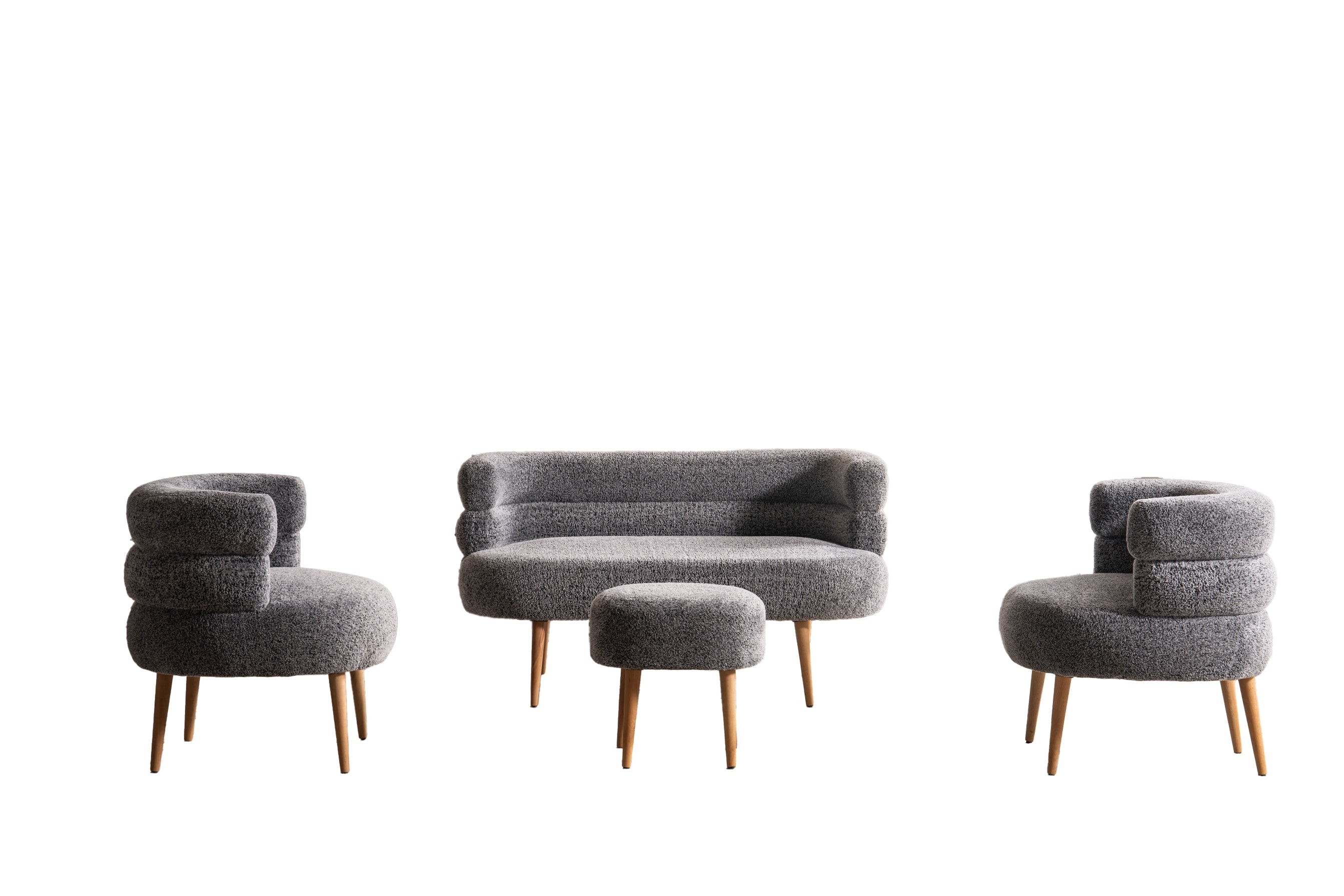Barel Lounge -Set in Teddy-Plüschstoff