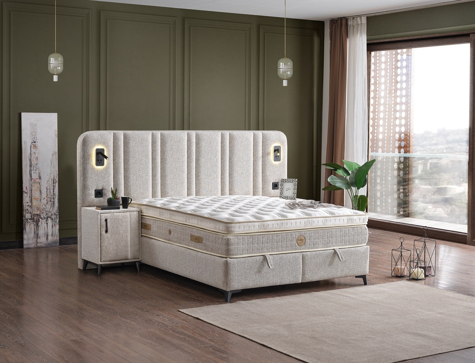 Boxspringbett  HUGGA, mit Bettkasten inkl. Matratze & Aufbauservice