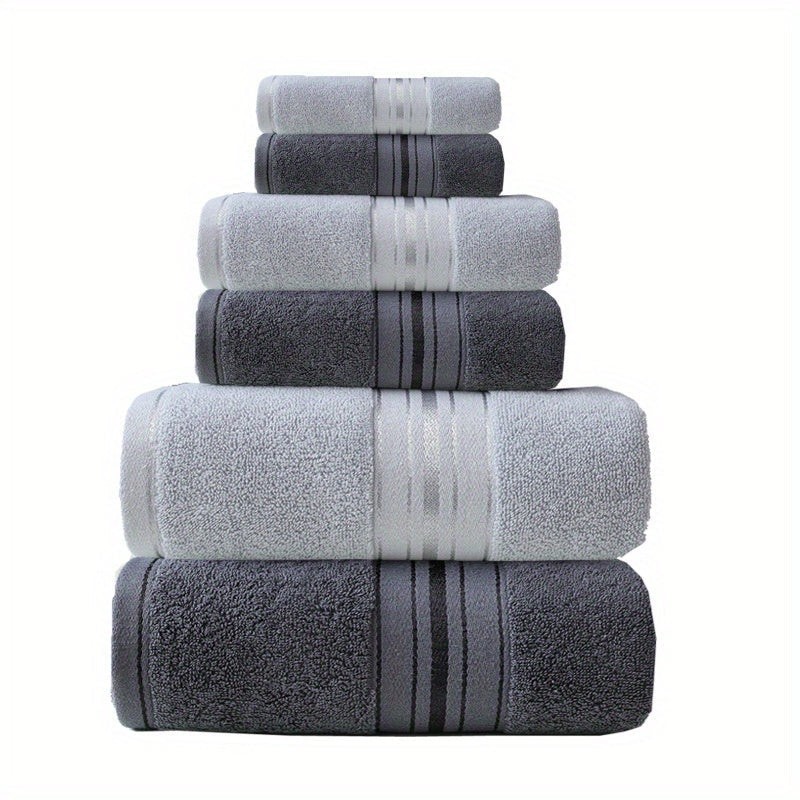 6er-Set Handtücher und Badetücher, Hochwertiges Hotelhandtuch-Set, 2 quadratische Handtücher, 2 Handtücher, 2 Badetücher, weich und hautfreundlich, sehr saugfähig