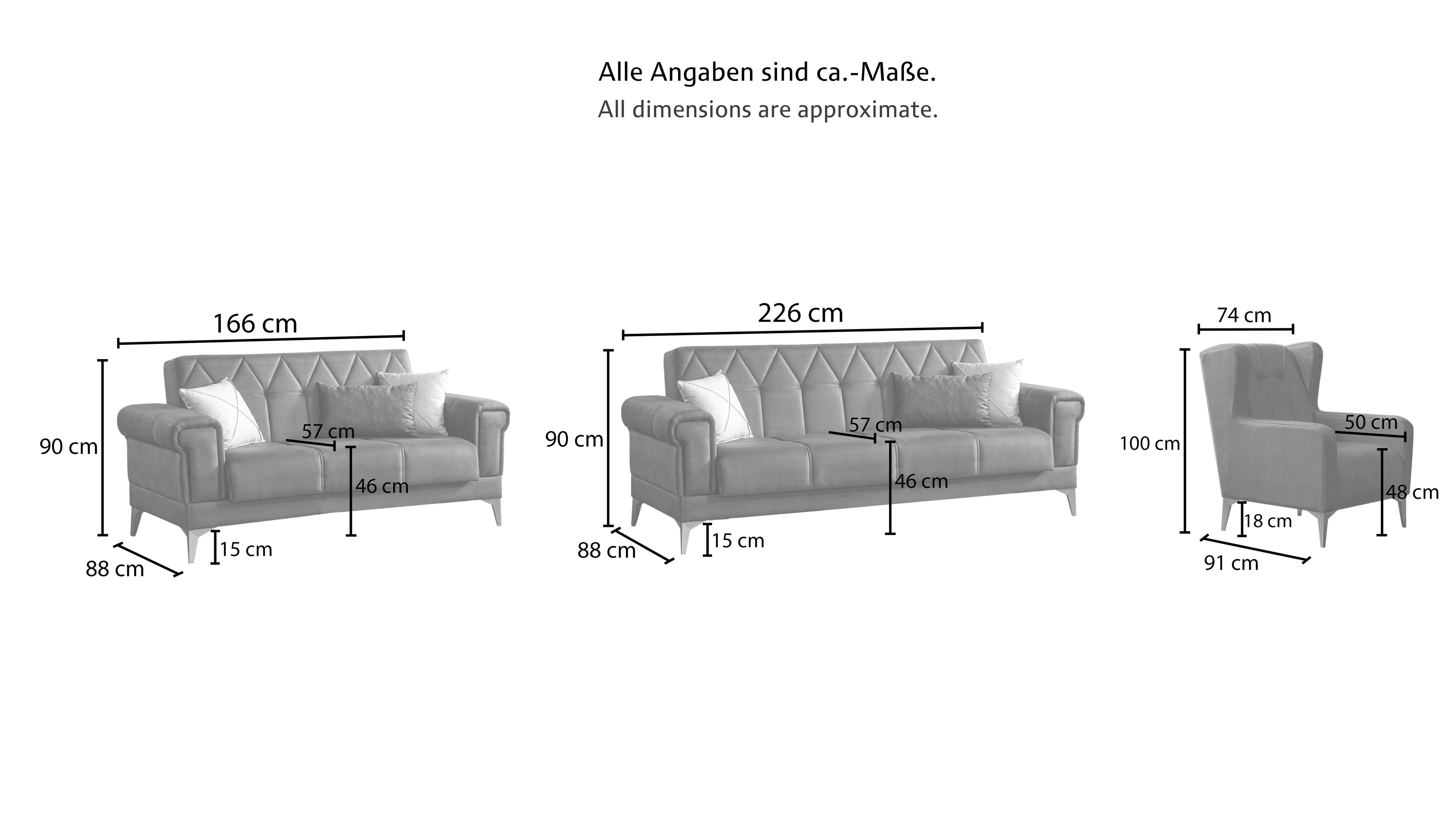 AVON Polstergarnitur mit Bett Funktion & Bettkasten
