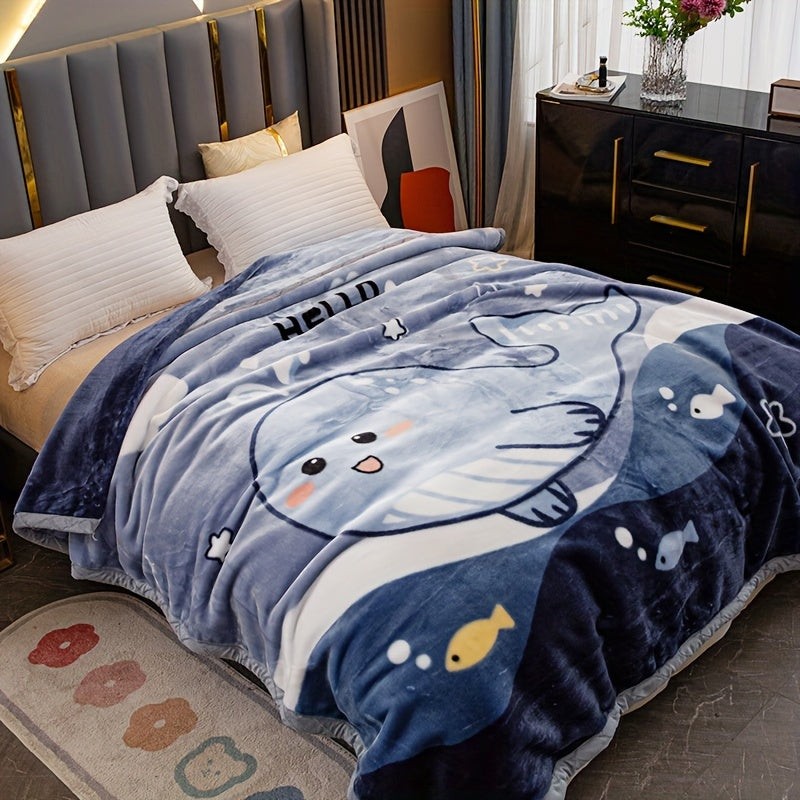 Gemütliche Doppellagige Winterdecke - Dicke, Warme Raschel-Fleece-Überwurf für Bett & Sofa, Handwaschbar, Gemischte Farben