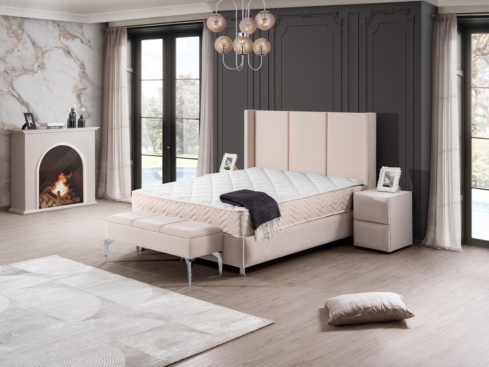 Boxspringbett PARİS mit Bettkasten inkl. Matratze
