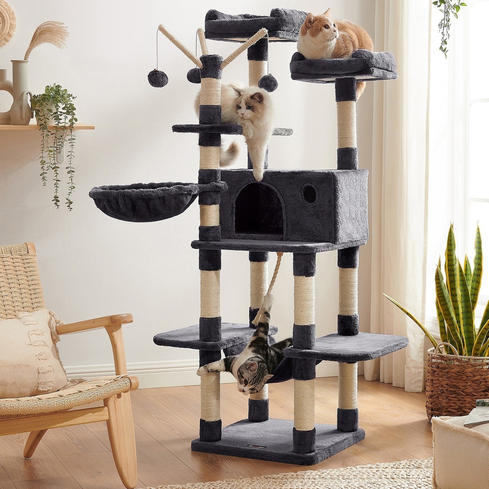 FEANDREA Kratzbaum, XXL Katzenbaum, 164 cm