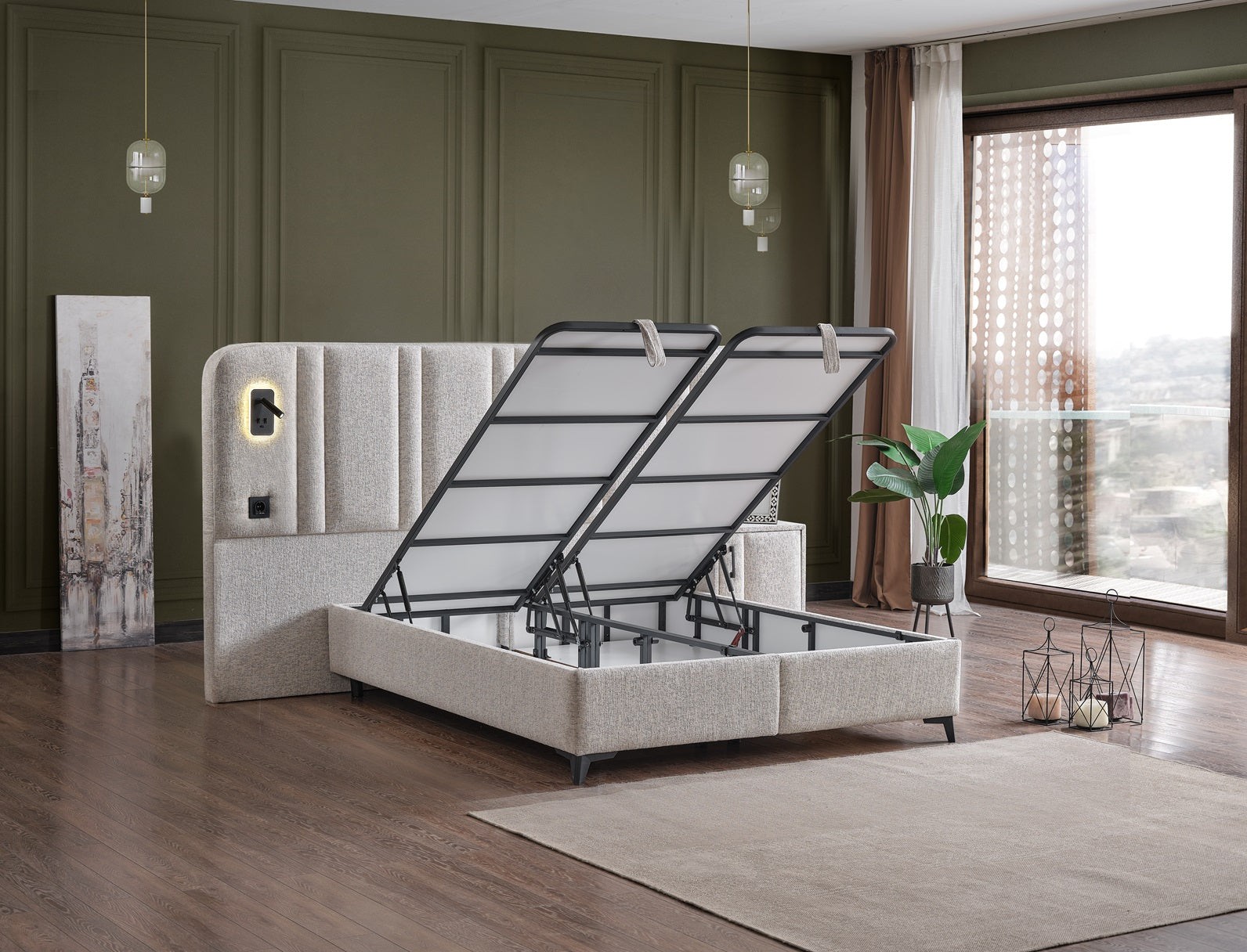Boxspringbett  HUGGA, mit Bettkasten inkl. Matratze & Aufbauservice