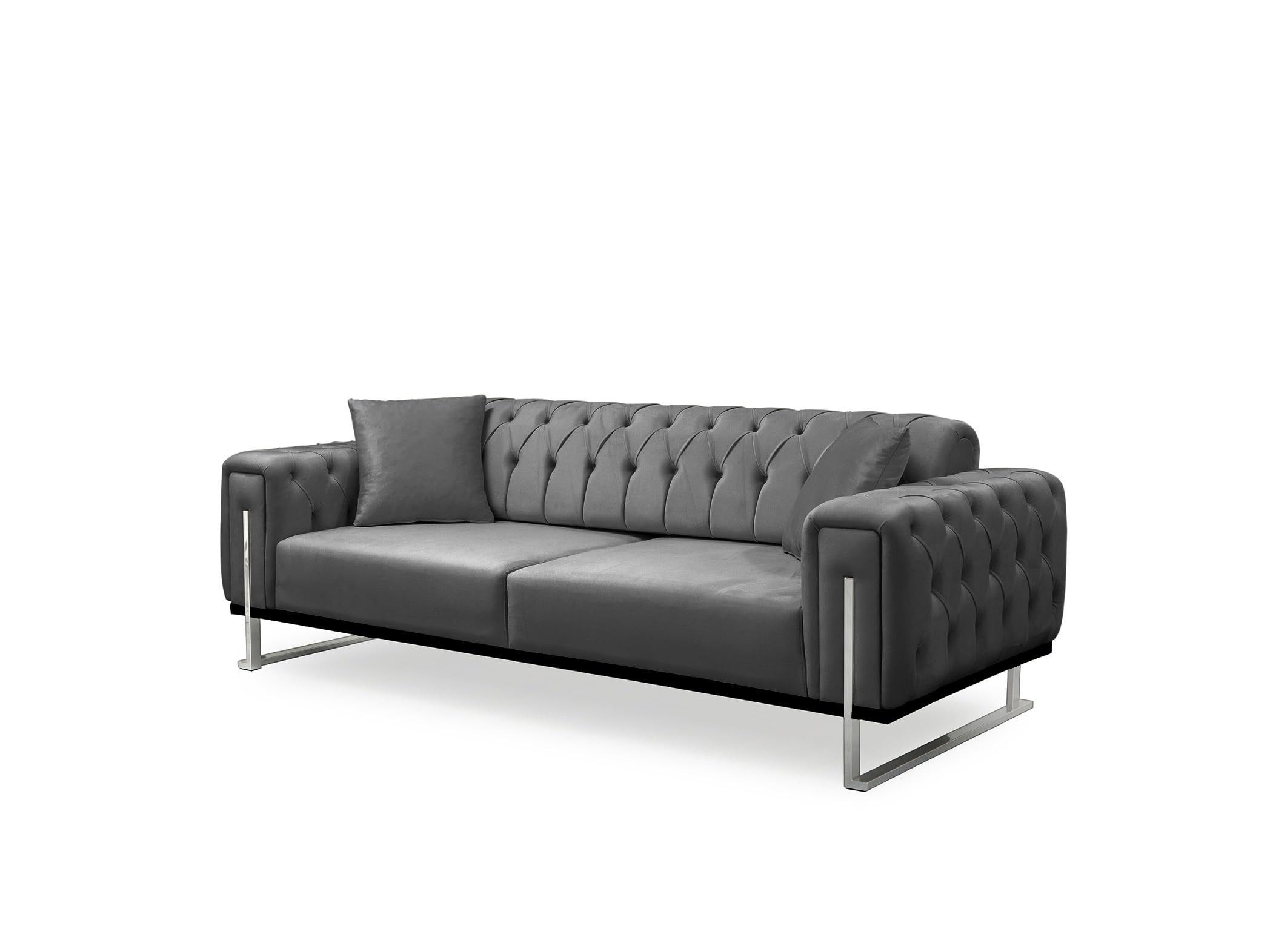 Bienne Furniture Couchgarnitur Harmonie 3-Sitzer+2-Sitzer+Sessel (Chrom Farben, Anthrazit)
