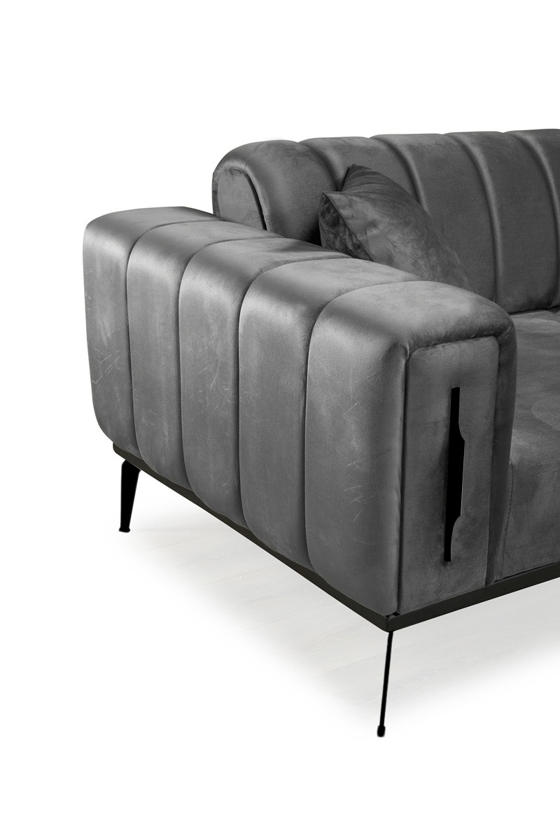 Sofagarnitur Couchgarnitur IRON in 3 Verschiedene Fuß-farben und 6 versch. Samtstoff-farben