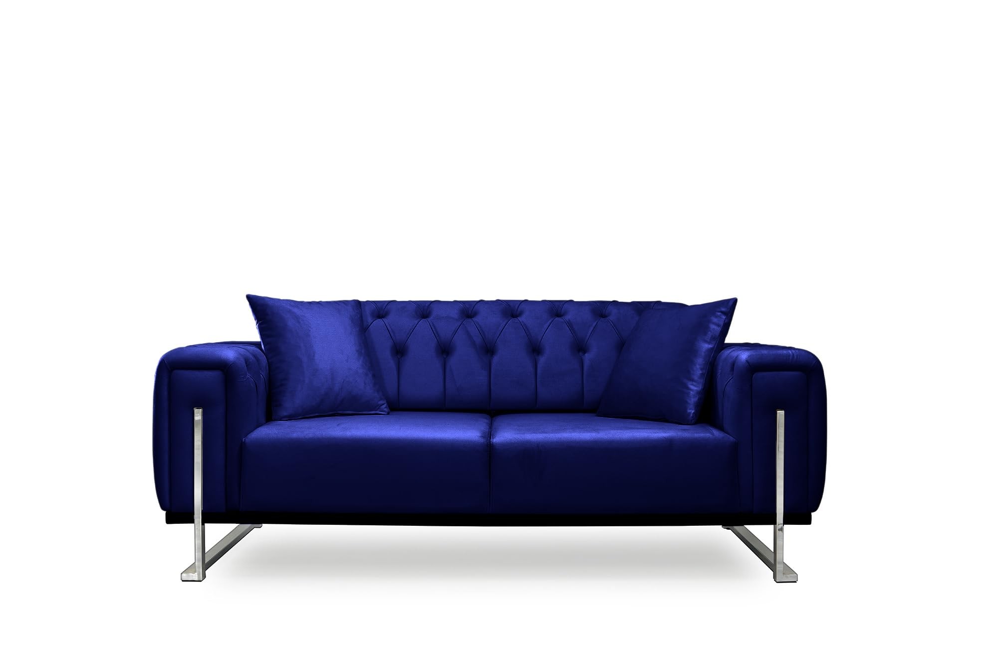 Bienne Furniture Couchgarnitur Harmonie 3-Sitzer+2-Sitzer+Sessel (Chrom Farben, Blau)