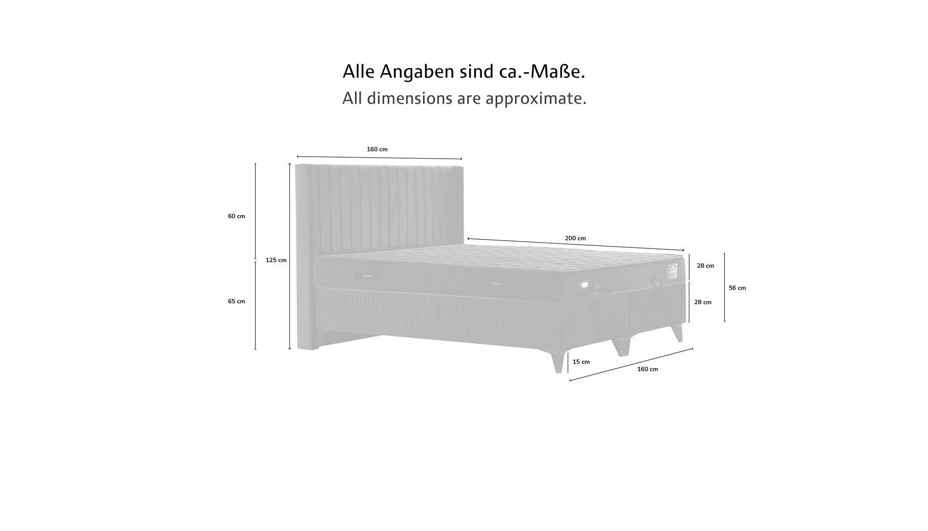 L-RNZ VALANSİ Boxspringbett mit Bettkasten inklusive Bett und Aufbauservice