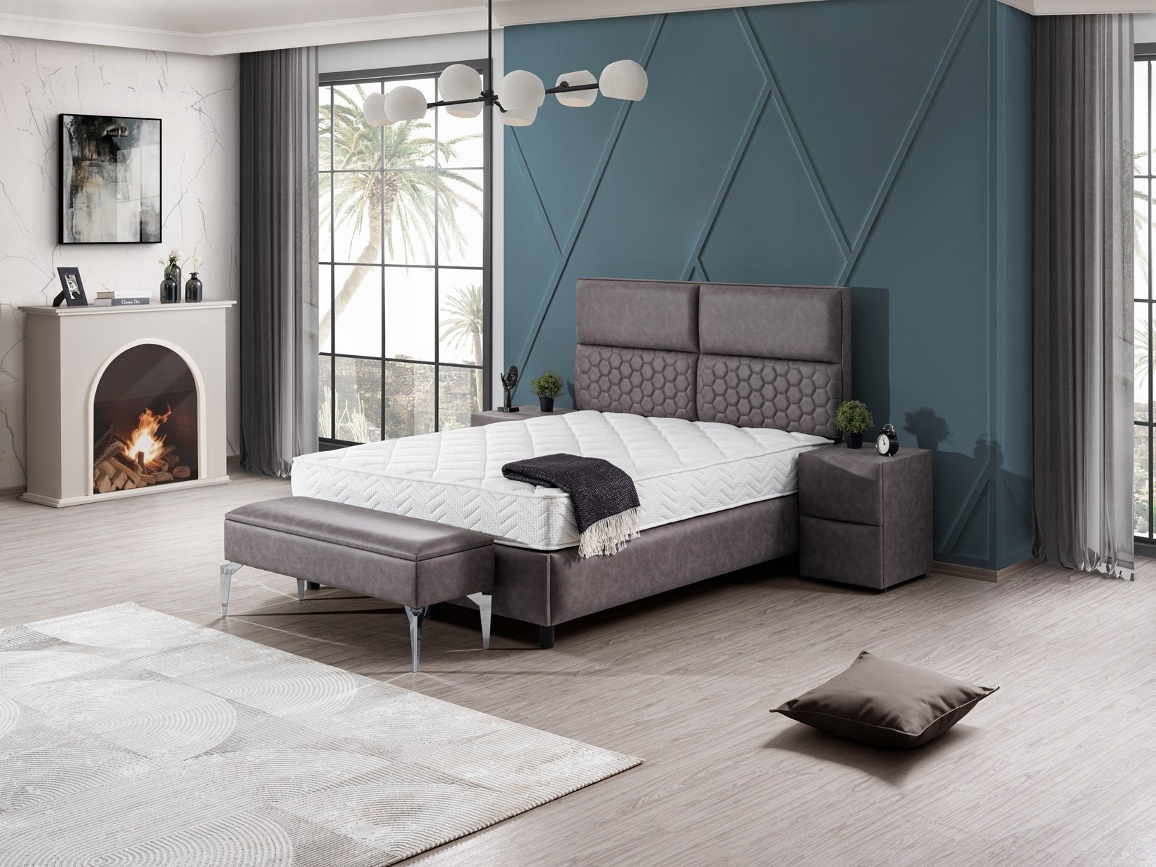 Boxspringbett  LONDRA mit Bettkasten inkl. Matratze