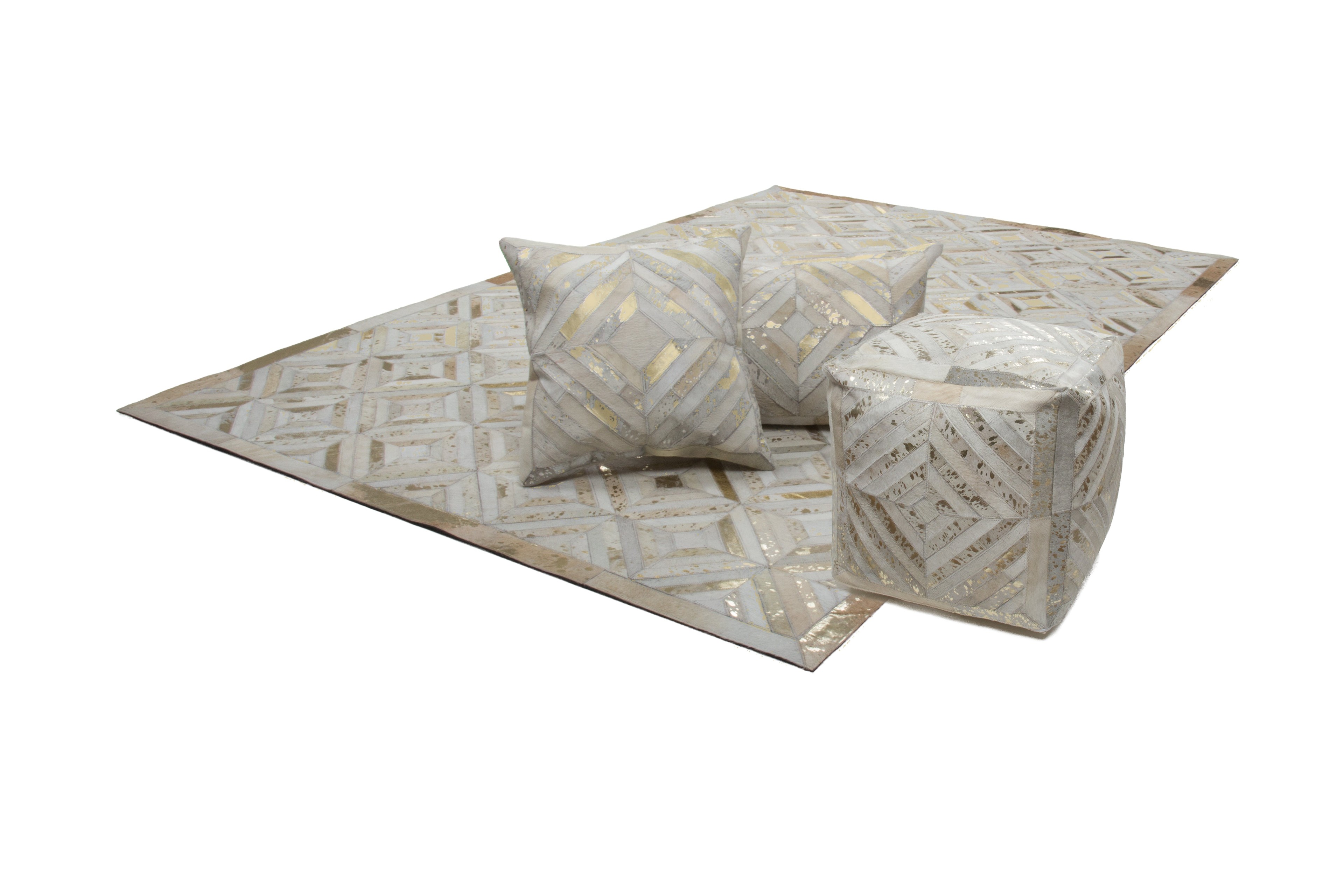 Spark Pouf 410 Elfenbein / Gold 45cm x 45cm