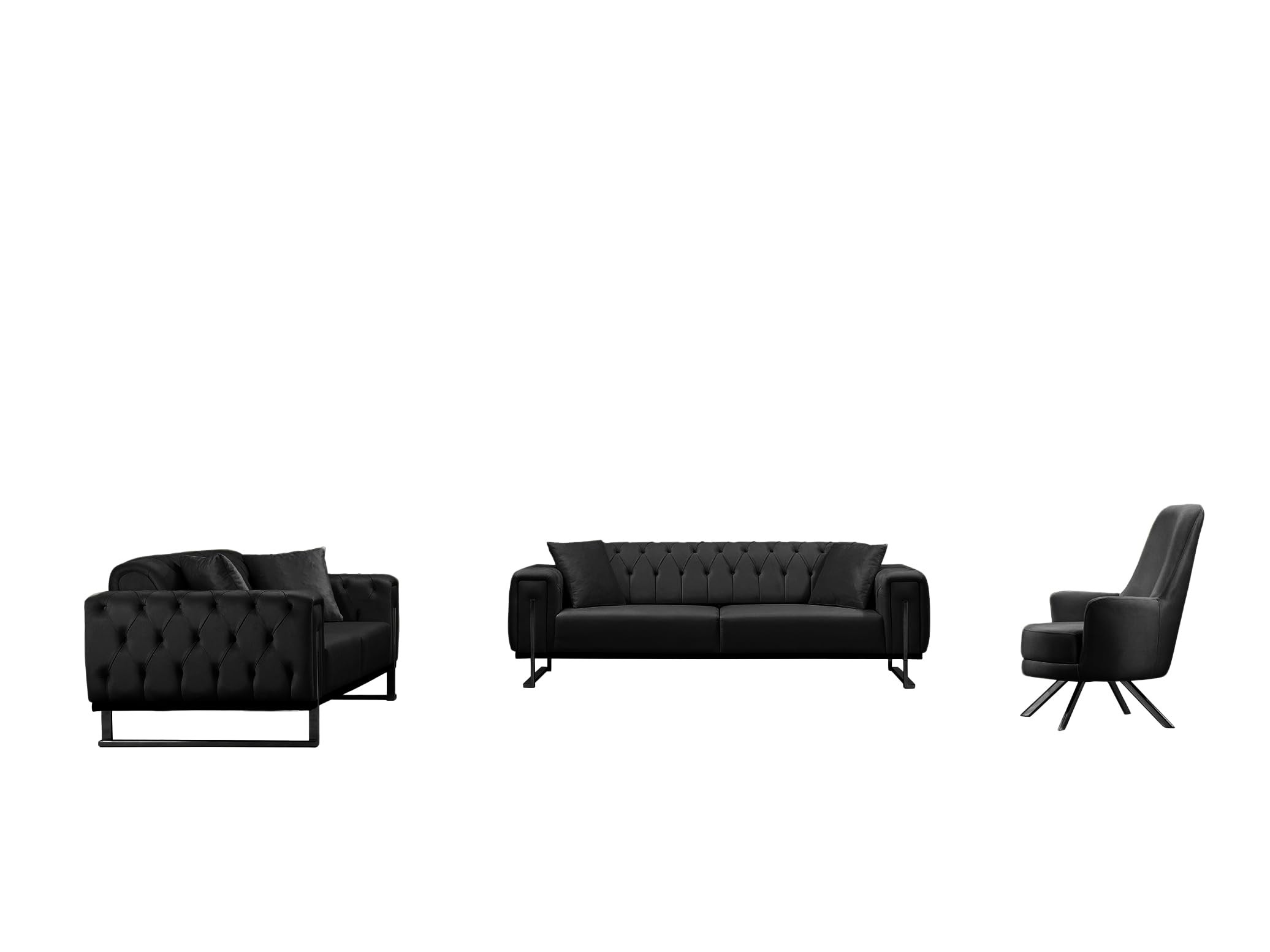Bienne Furniture Couchgarnitur Harmonie 3-Sitzer+2-Sitzer+Sessel (Schwarz Farben, Schwarz)