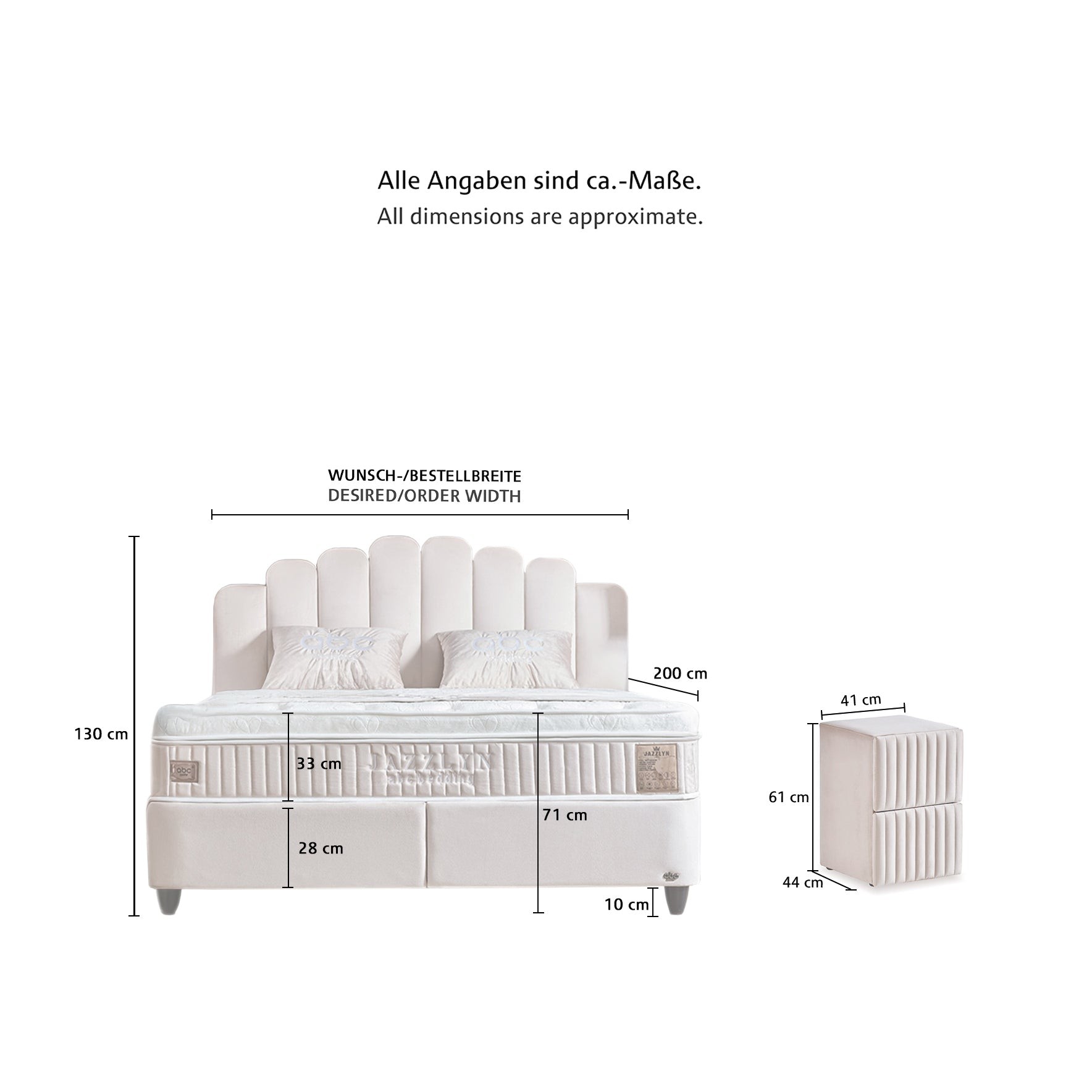 Boxspringbett Jazzlyn mit Stauraumkasten, inkl. Matratze