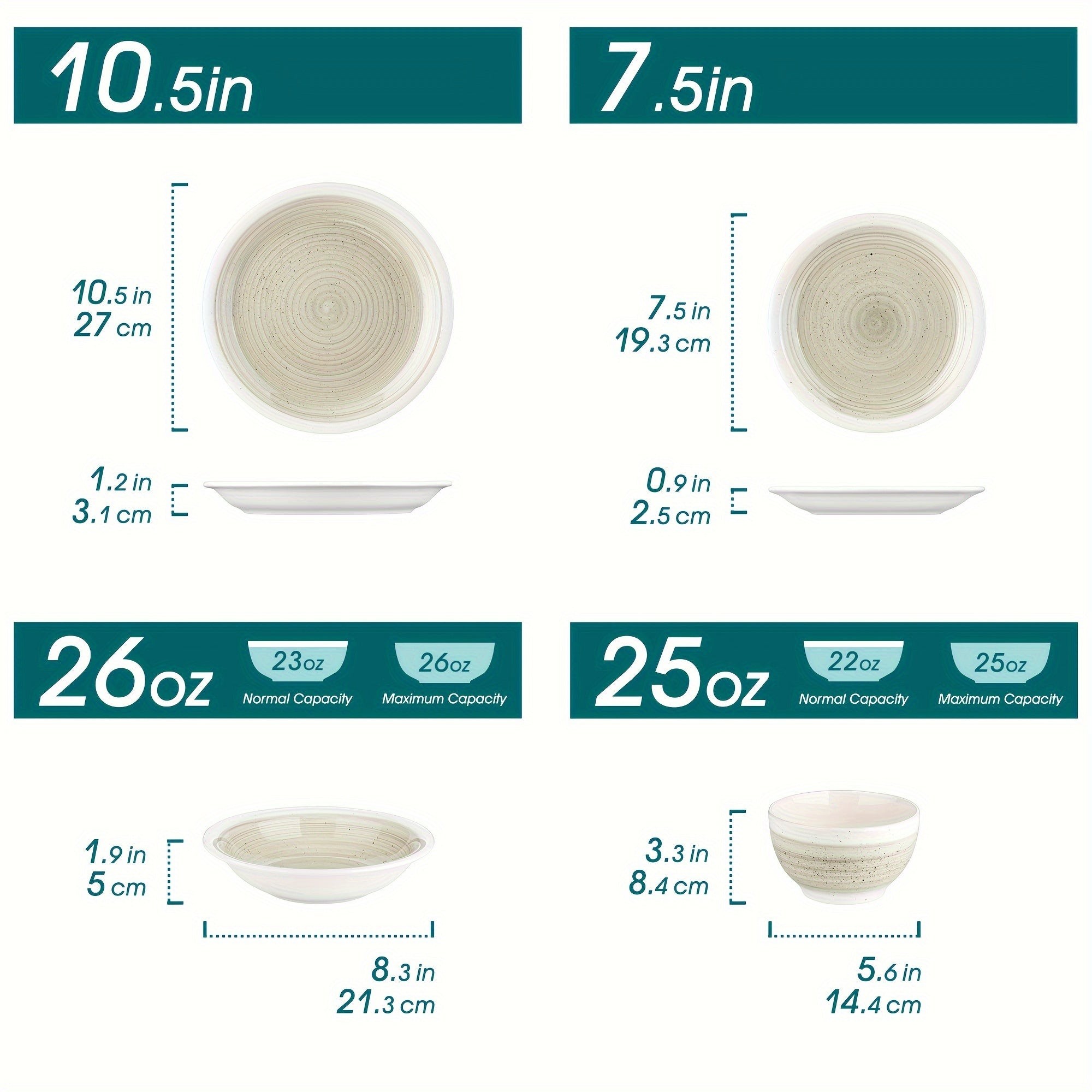 16-teiliges Tafelservice aus Steingut, beige, mit