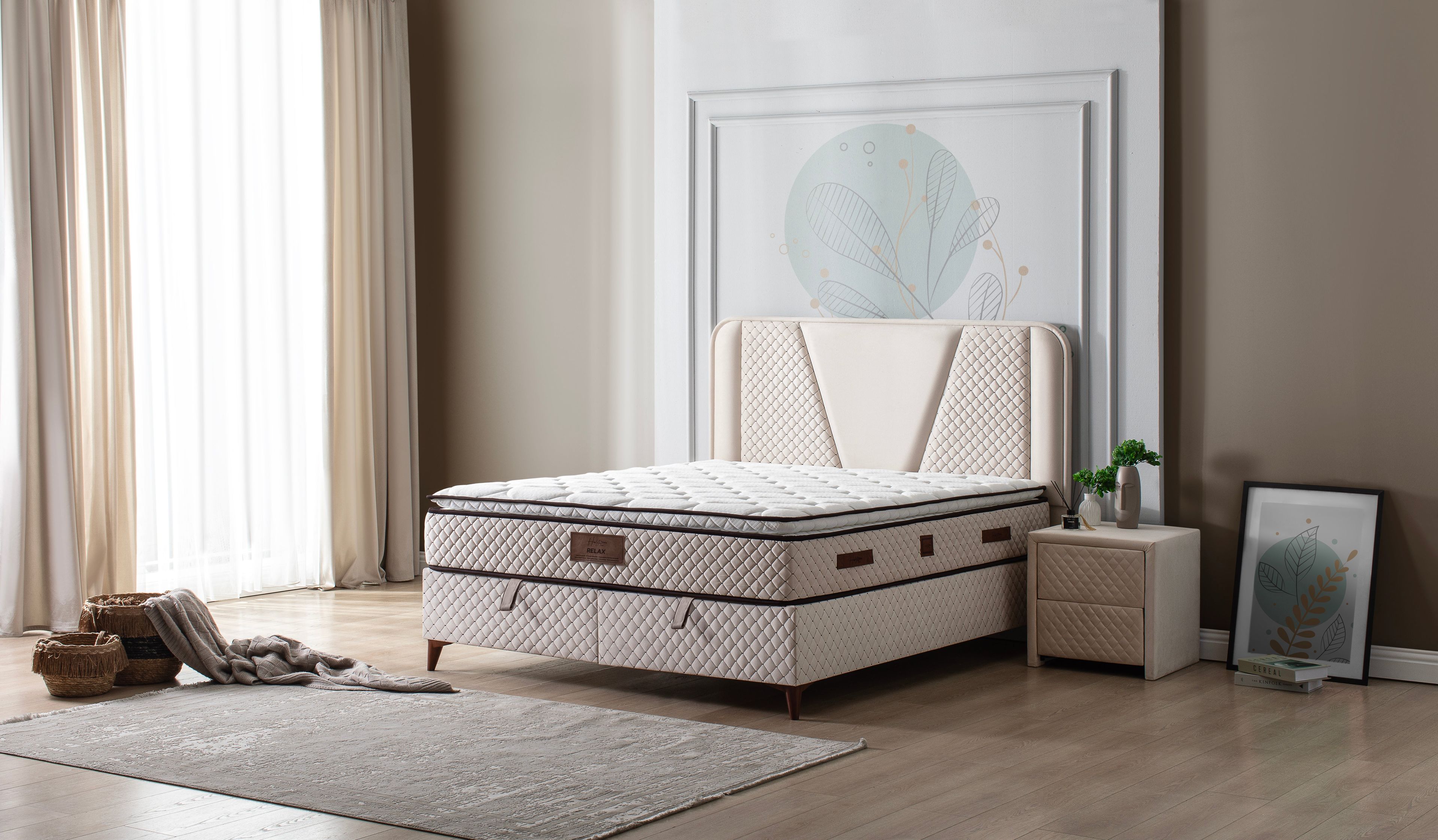 Bedding Boxspringbett  RELAX, mit Bettkasten inkl. Matratze & Aufbauservice