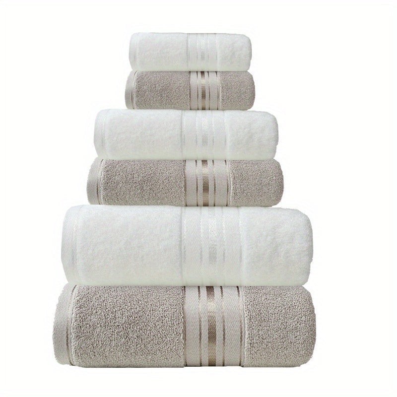 6er-Set Handtücher und Badetücher, Hochwertiges Hotelhandtuch-Set, 2 quadratische Handtücher, 2 Handtücher, 2 Badetücher, weich und hautfreundlich, sehr saugfähig