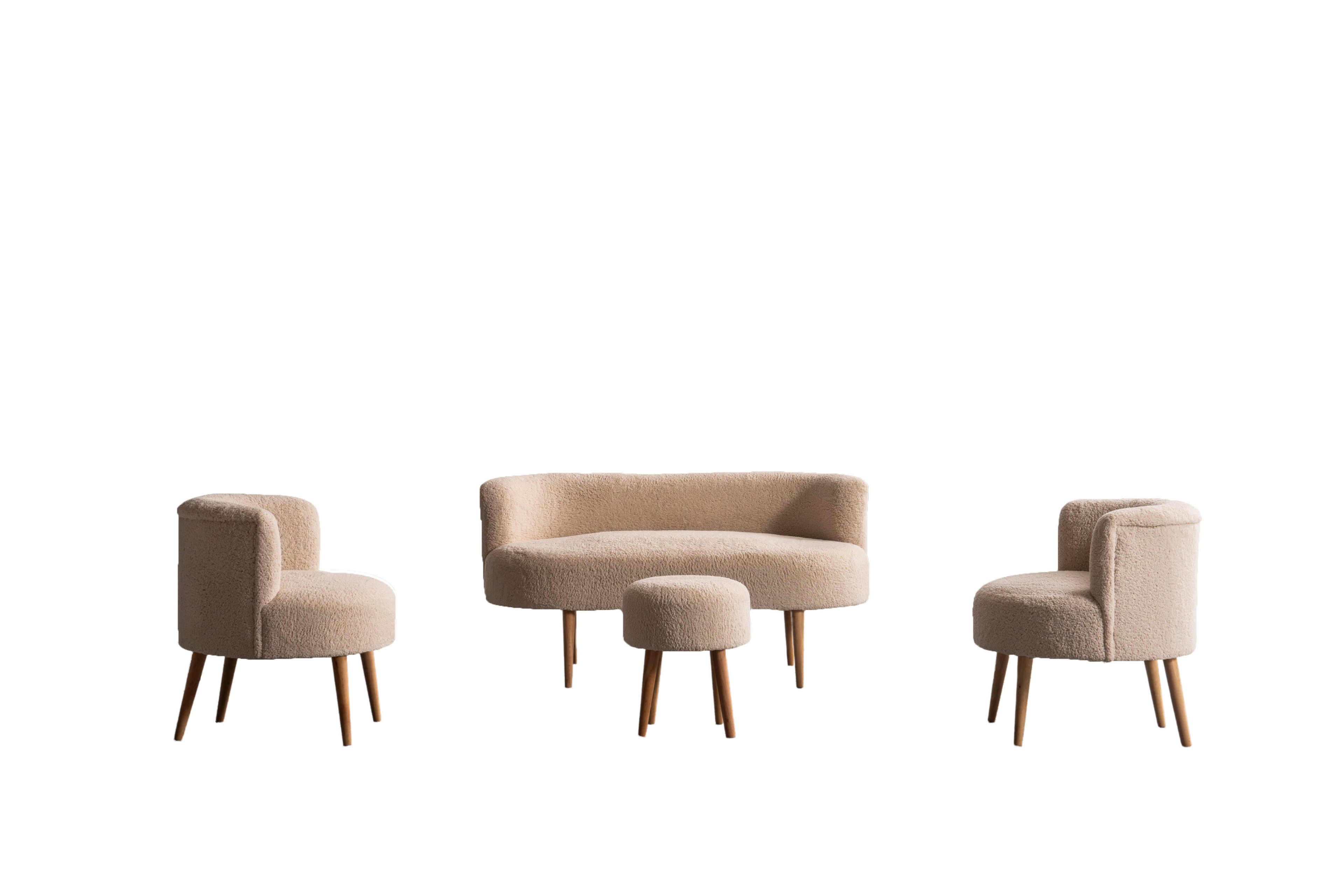 Barel Lounge -Set in Teddy-Plüschstoff