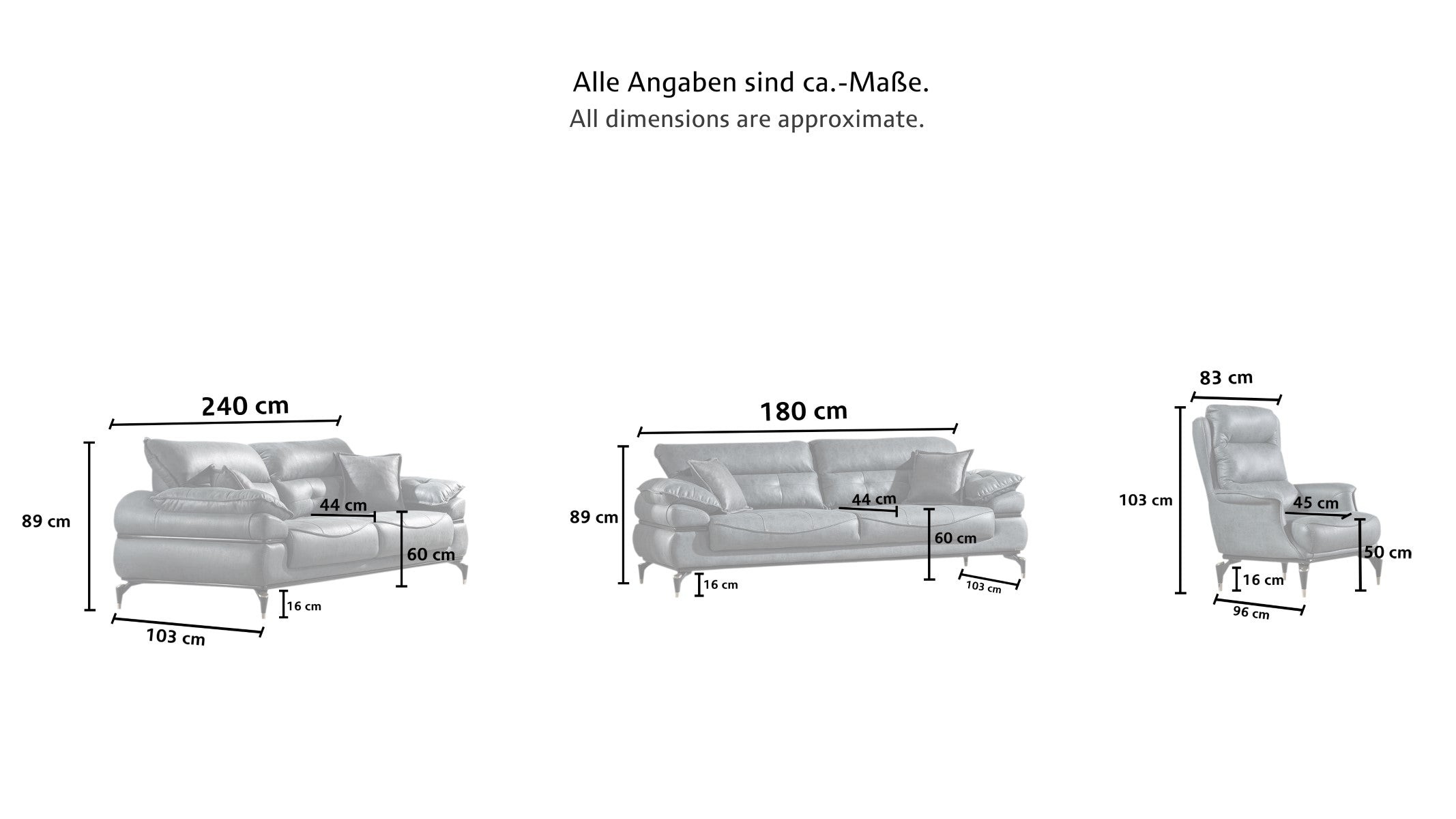 Couchgarnitur Polstergarnitur HAVANA 3 Sitzer mit Bettfunktion