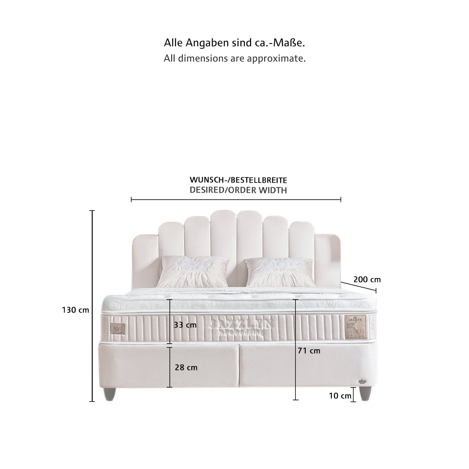 Boxspringbett Jazzlyn mit Stauraumkasten, inkl. Matratze