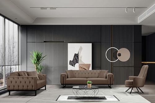 Bienne Furniture Couchgarnitur Harmonie 3-Sitzer+2-Sitzer+Sessel (Schwarz Farben, Braun)