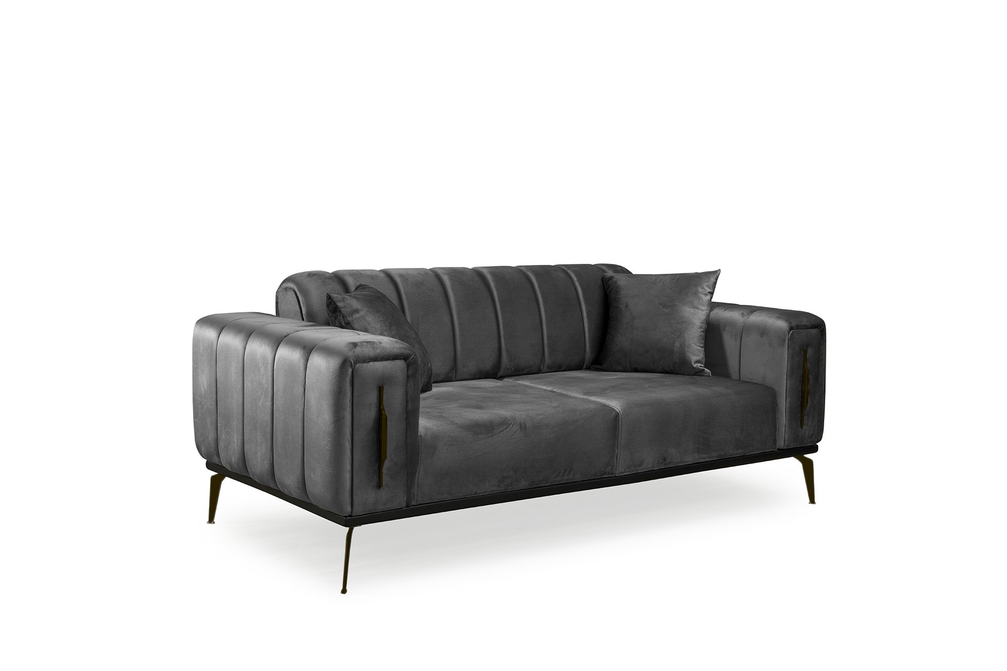 Sofagarnitur Couchgarnitur IRON in 3 Verschiedene Fuß-farben und 6 versch. Samtstoff-farben