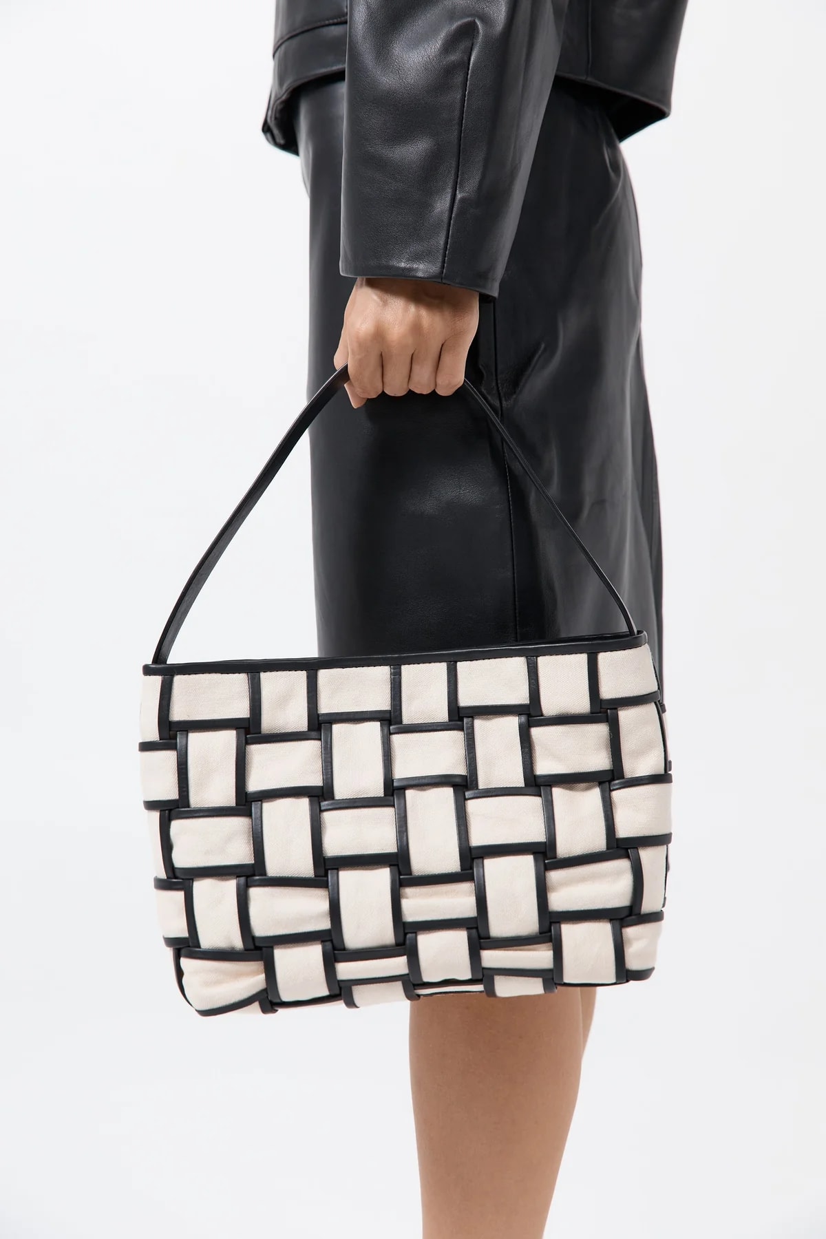 Border Woven Mini Tote Çanta