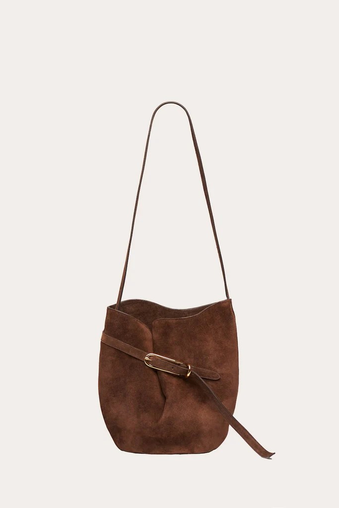 Kemerli Bucket Süet Çanta