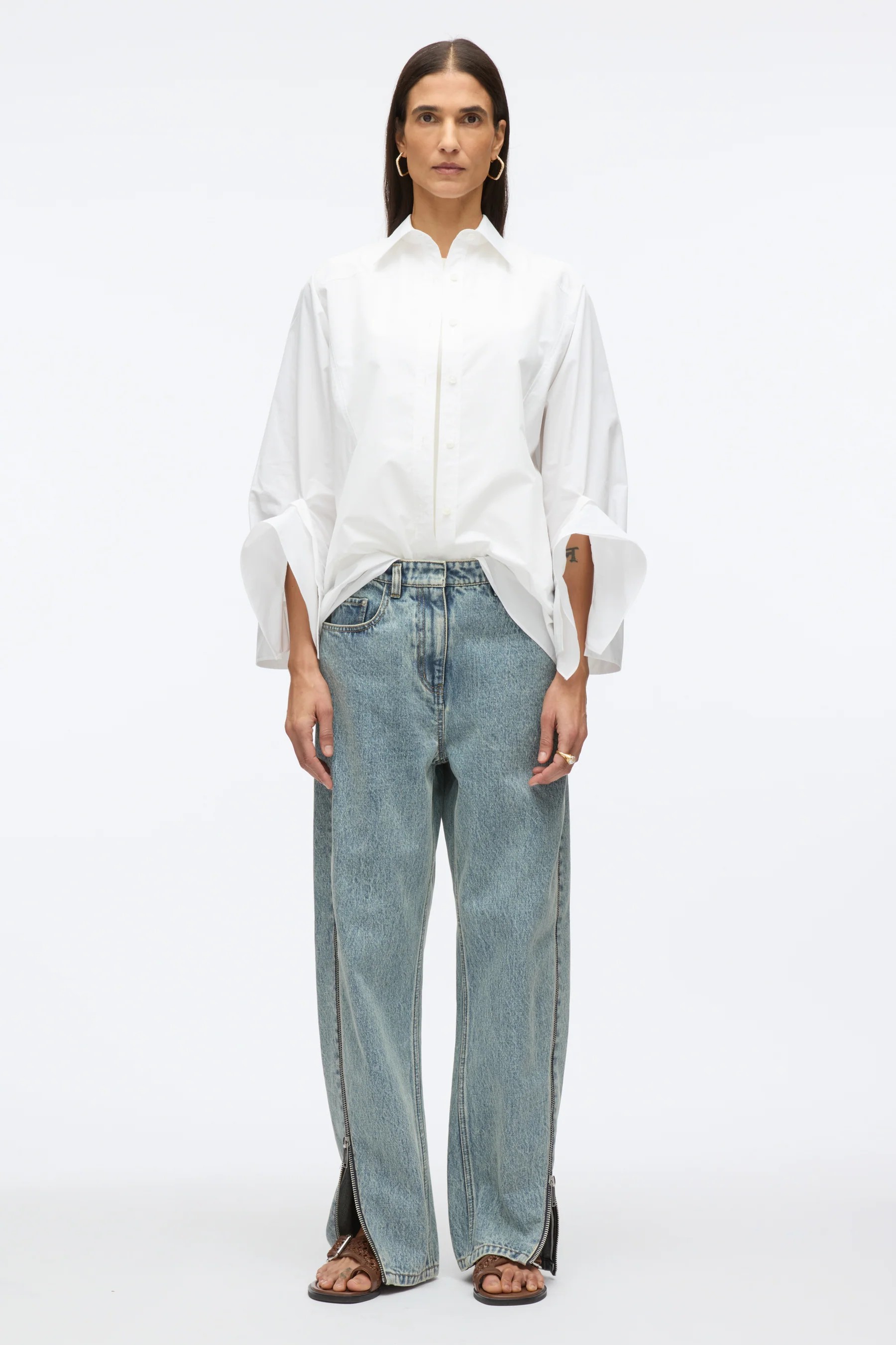 Fermuarlı Curve Jean