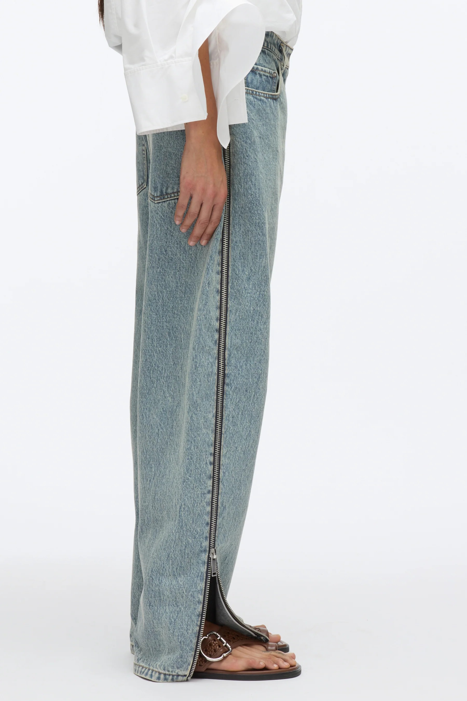 Fermuarlı Curve Jean