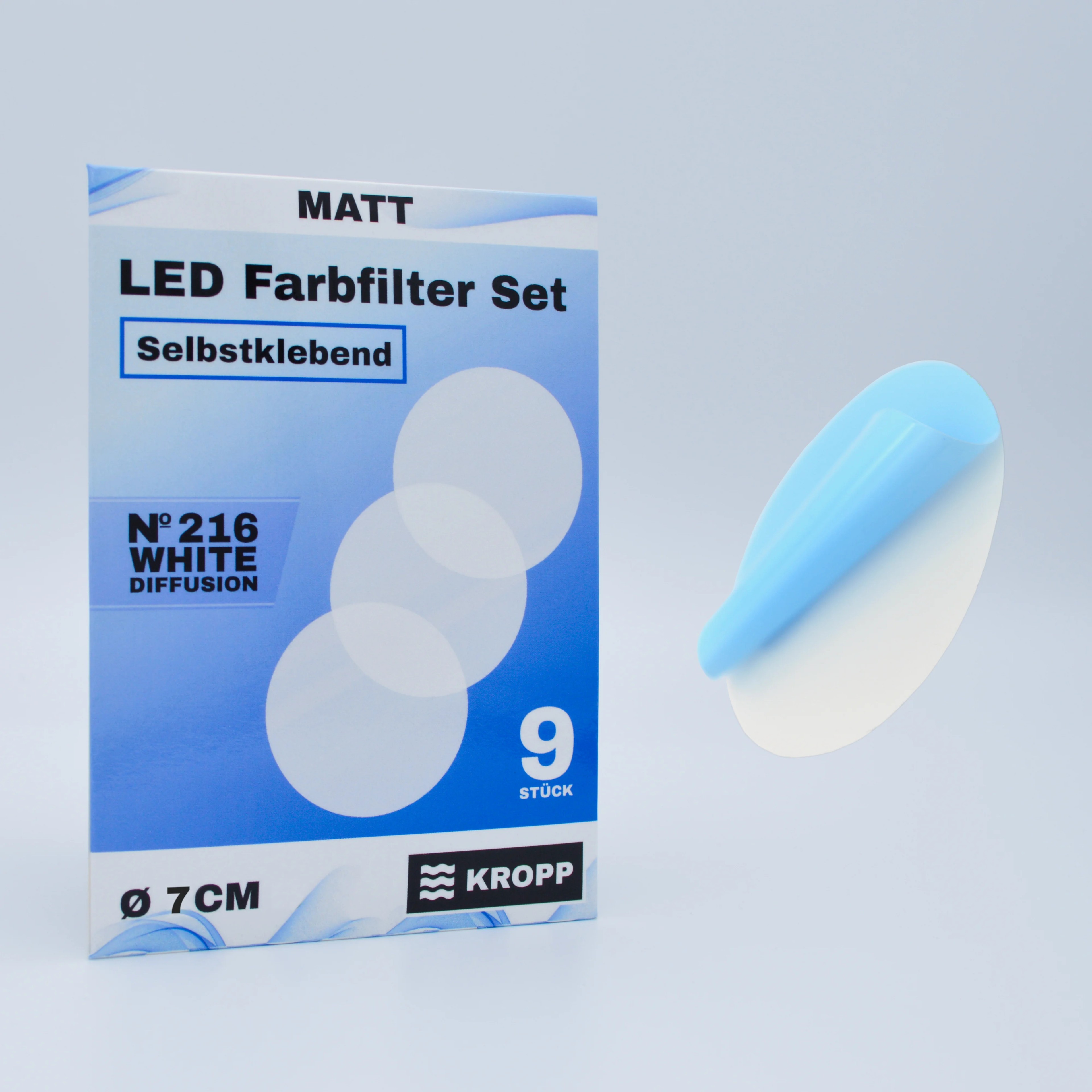 Films diffuseurs autocollants pour lampes LED, ⌀7 CM découpe circulaire, film en verre dépoli pour une belle optique et une diffusion de la lumière, set de filtres avec 9 pièces