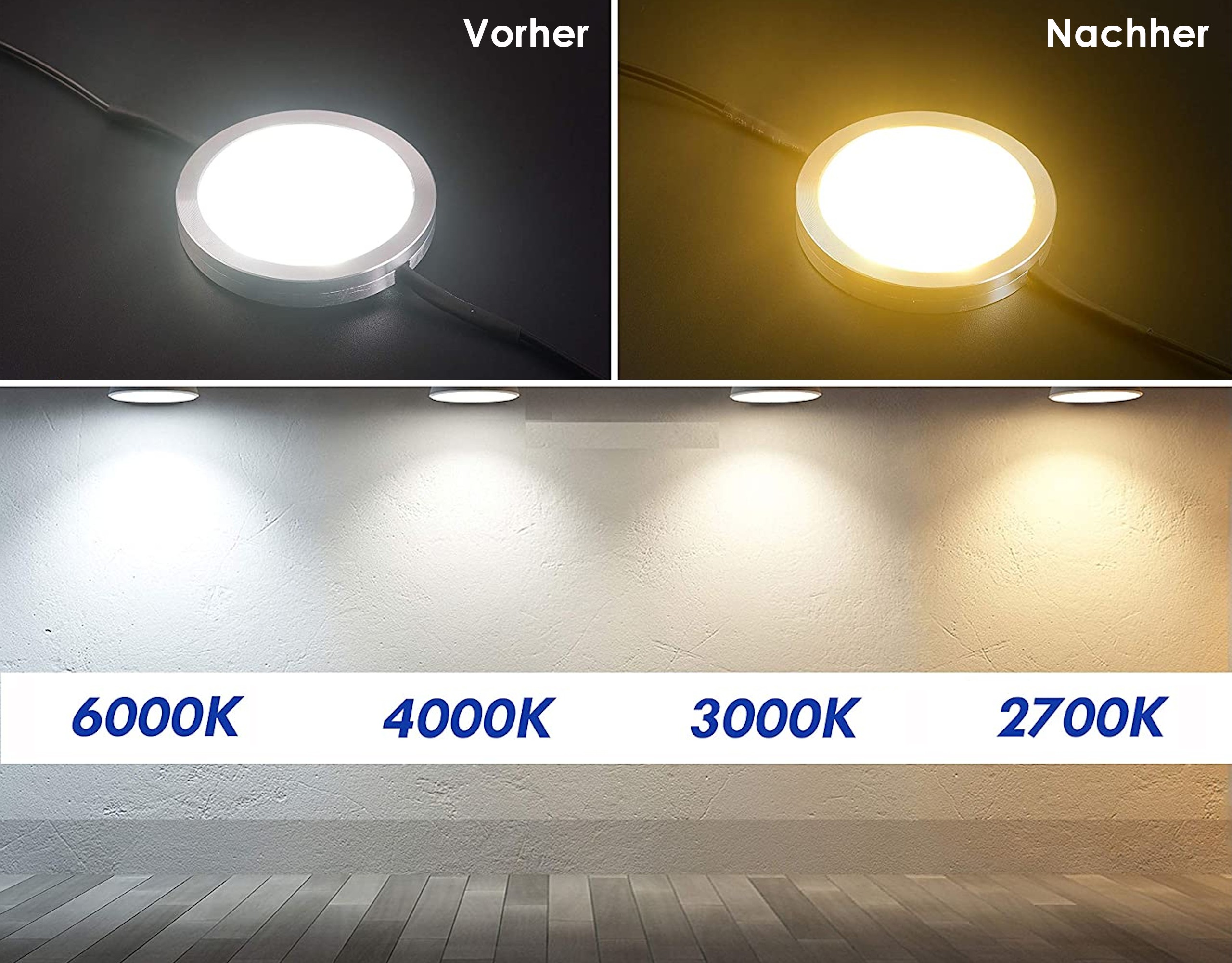 Selbstklebende Farbfolien für LED Lampen, ⌀7 CM Kreiszuschnitt, Warmweiß Farbfilter zur Farbkorrektur, Tageslicht zu Glühlicht, Filterset mit 9 Stück