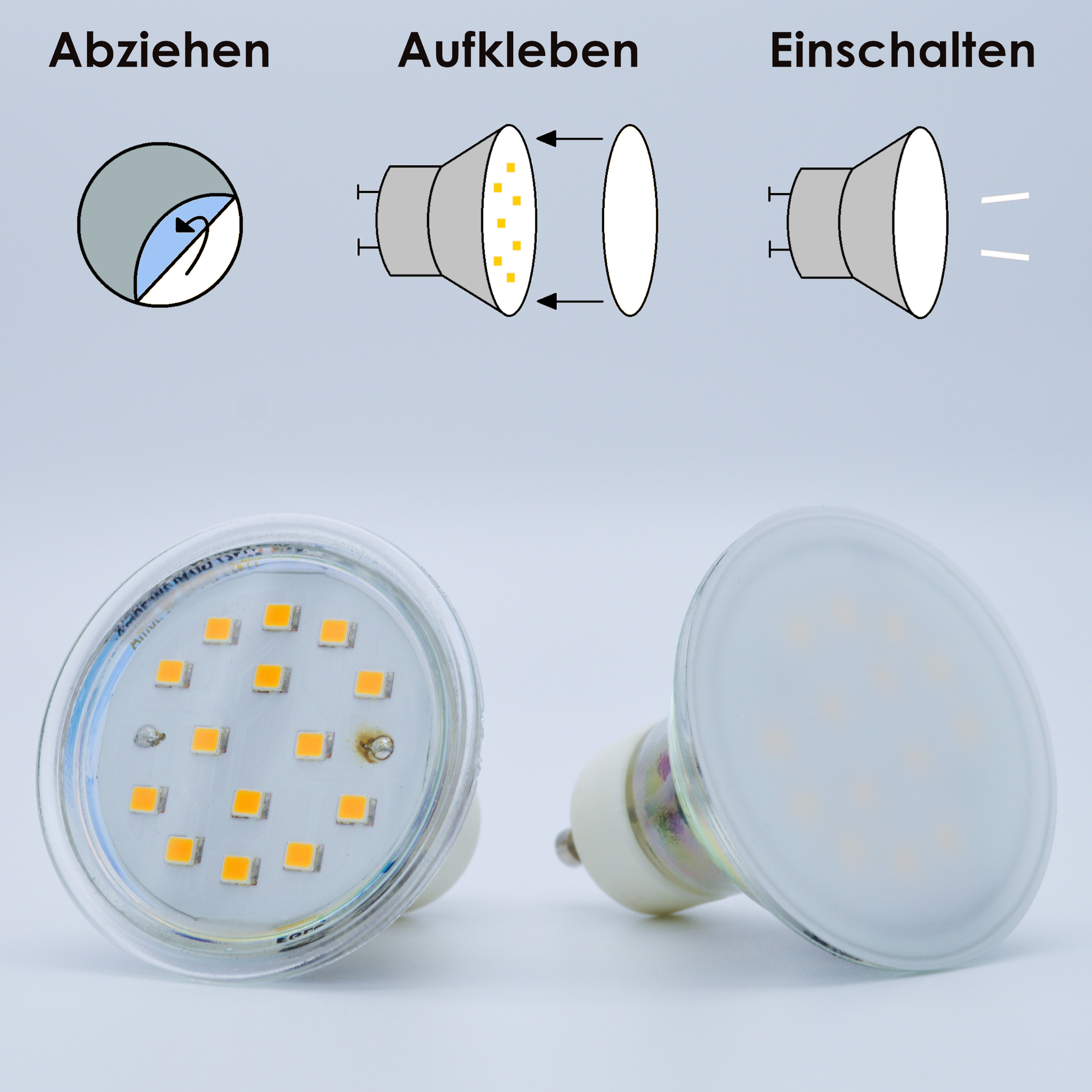 Selbstklebende Diffusorfolien für LED Lampen, ⌀5 CM Kreiszuschnitt, Milchglasfolie für schöne Optik und Lichtstreuung, Filterset mit 9 Stück