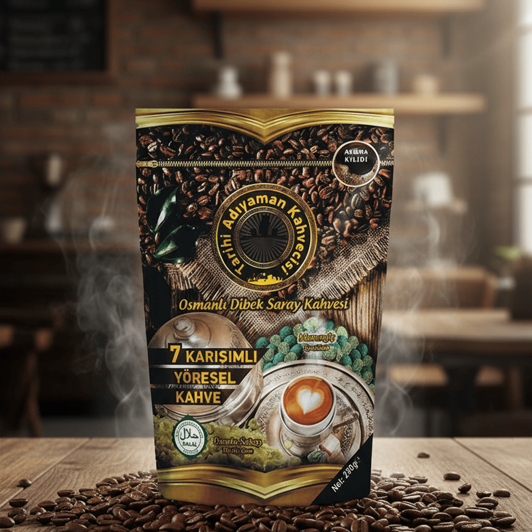 Tarihi Adıyaman Kahvecisi Osmanlı Dibek Saray Kahvesi mit Mastix (Damla Sakızı) – 200g | Traditioneller türkischer Kaffee