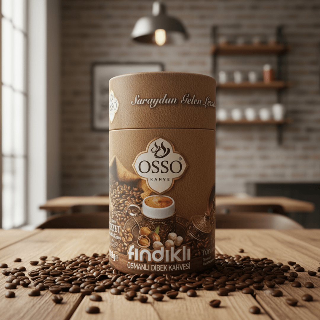 OSSO Fındıklı Türkischer Kaffee – 200g | Haselnuss-Aroma in luxuriöser Silindrischer Dose