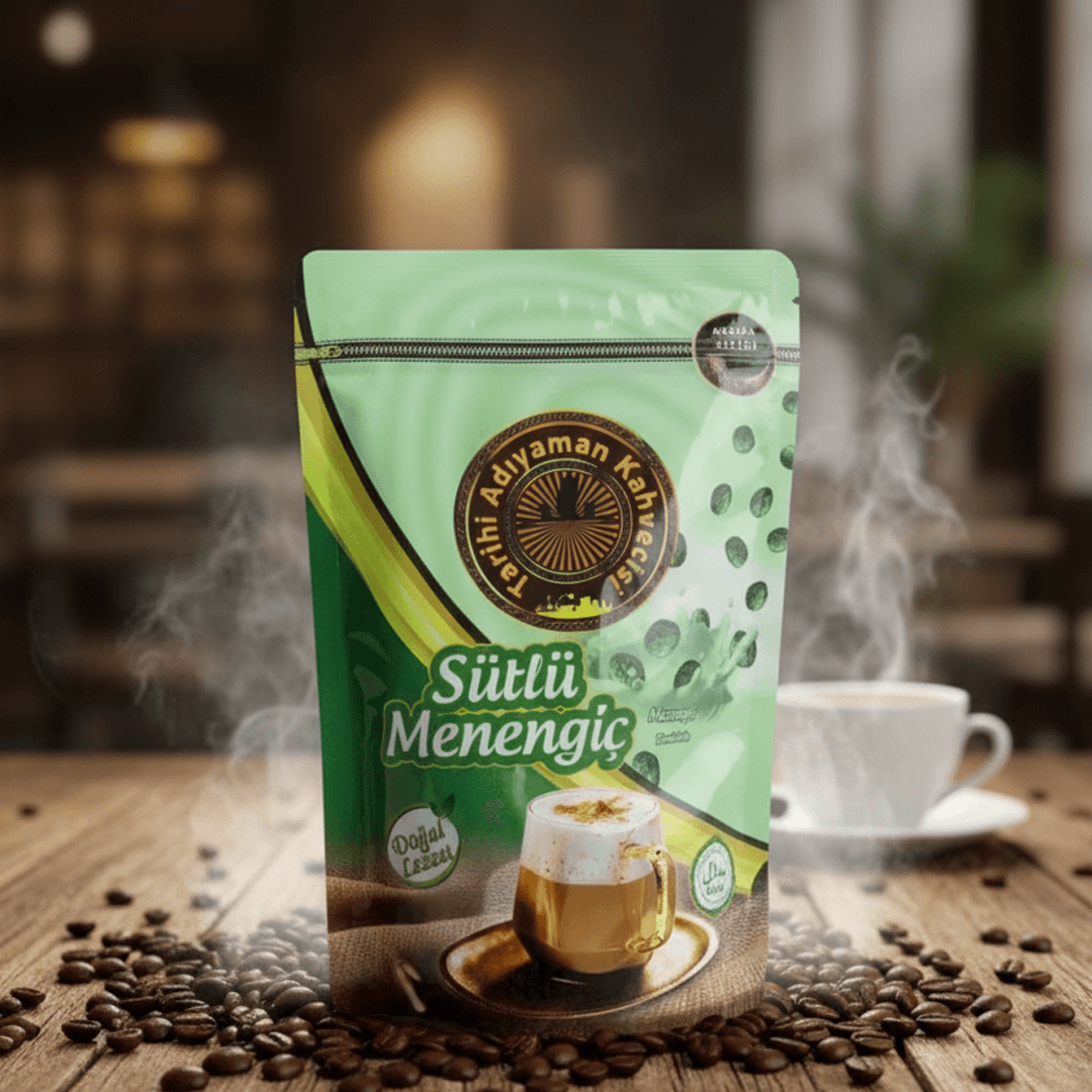 Tarihi Adıyaman Sütlü Menengiç Kahvesi – 200g | Koffeinfreier Türkischer Kaffee mit Milch & Pistazien-Aroma