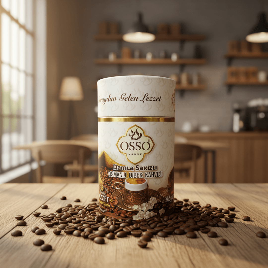 OSSO Damla Sakızlı Türkischer Kaffee – 200g | Silindrische Dose für langanhaltendes Aroma
