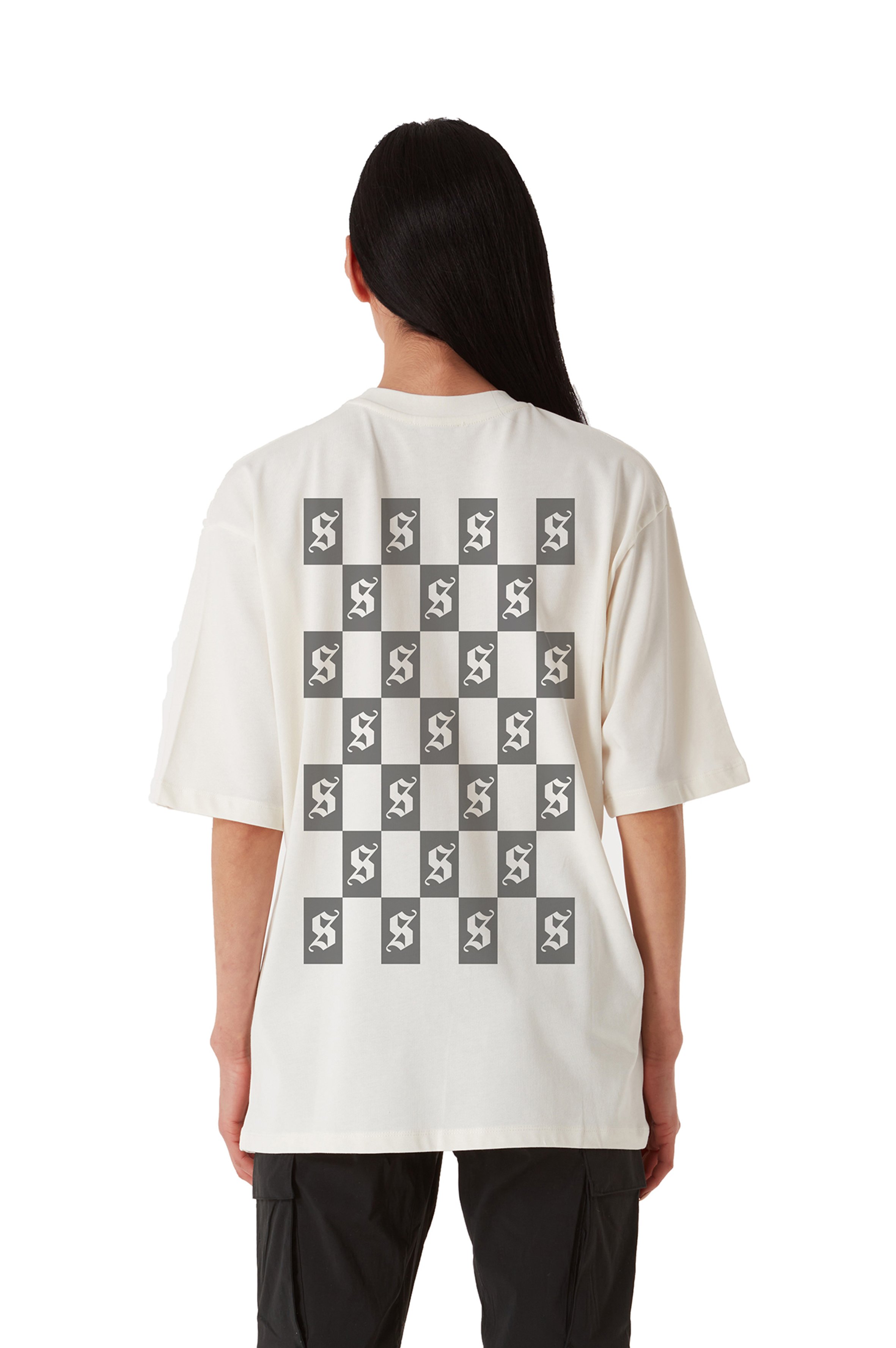 ORIGINALS CHESS OVERSIZED BEIGE TEE WOMEN